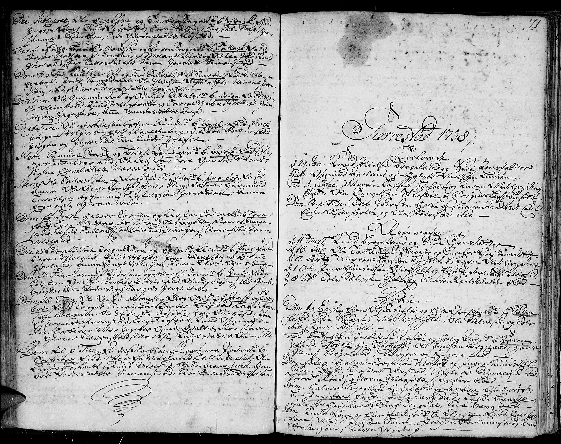 Gjerstad sokneprestkontor, AV/SAK-1111-0014/F/Fa/Faa/L0002: Parish register (official) no. A 2, 1717-1779, p. 71