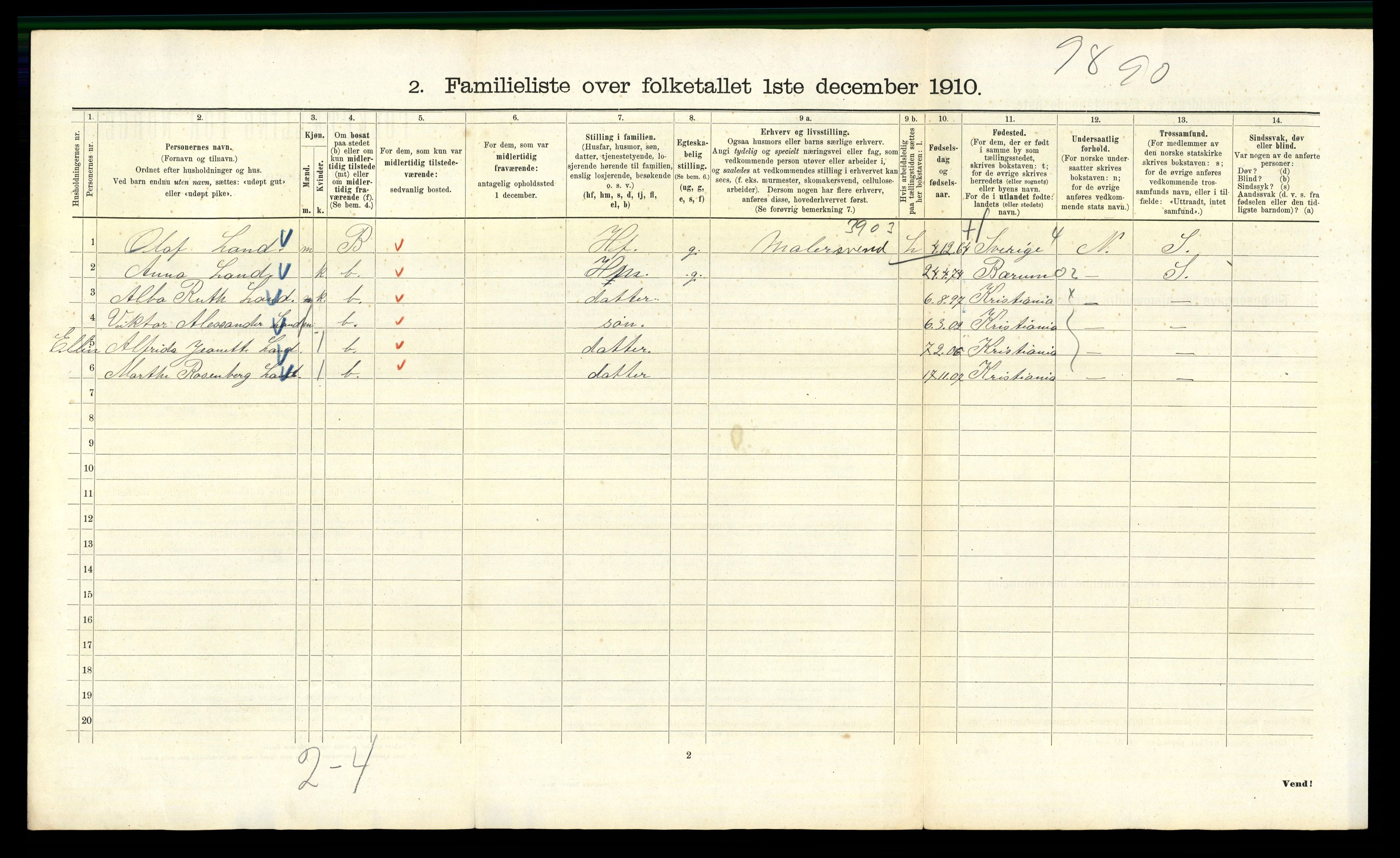 RA, 1910 census for Kristiania, 1910, p. 86194