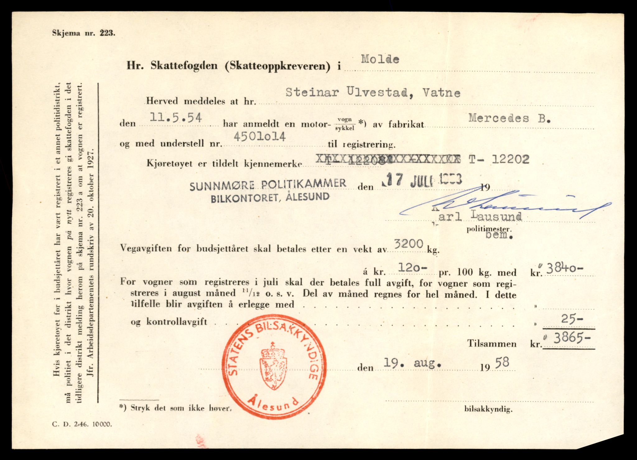 Møre og Romsdal vegkontor - Ålesund trafikkstasjon, AV/SAT-A-4099/F/Fe/L0032: Registreringskort for kjøretøy T 11997 - T 12149, 1927-1998, p. 441