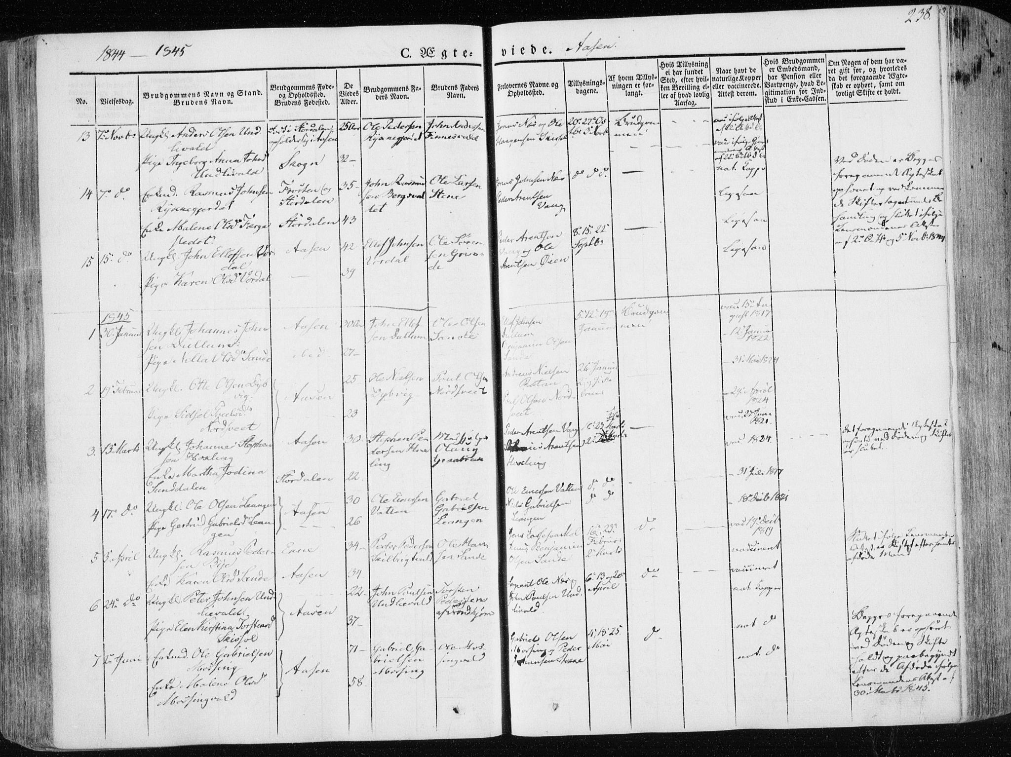 Ministerialprotokoller, klokkerbøker og fødselsregistre - Nord-Trøndelag, SAT/A-1458/713/L0115: Parish register (official) no. 713A06, 1838-1851, p. 238