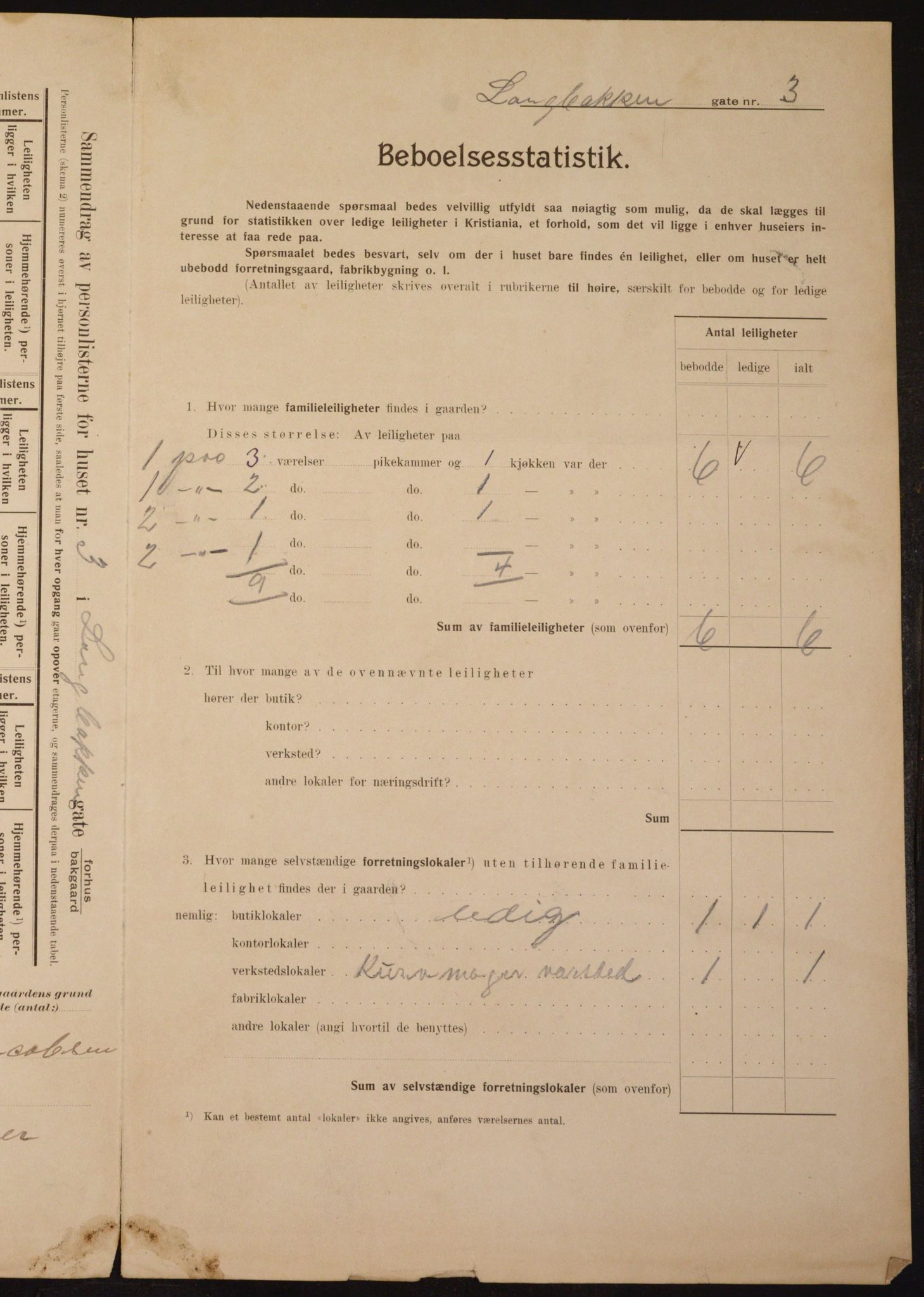 OBA, Municipal Census 1910 for Kristiania, 1910, p. 54325