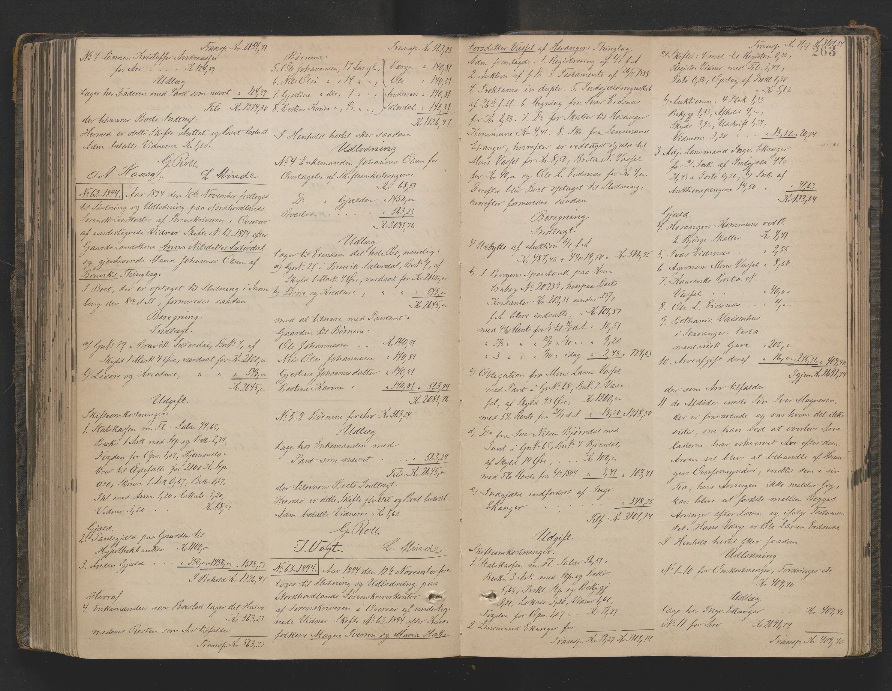 Nordhordland sorenskrivar, AV/SAB-A-2901/1/H/Hd/Hda/L0011: Skifteutlodningsprotokollar, 1889-1897, p. 263
