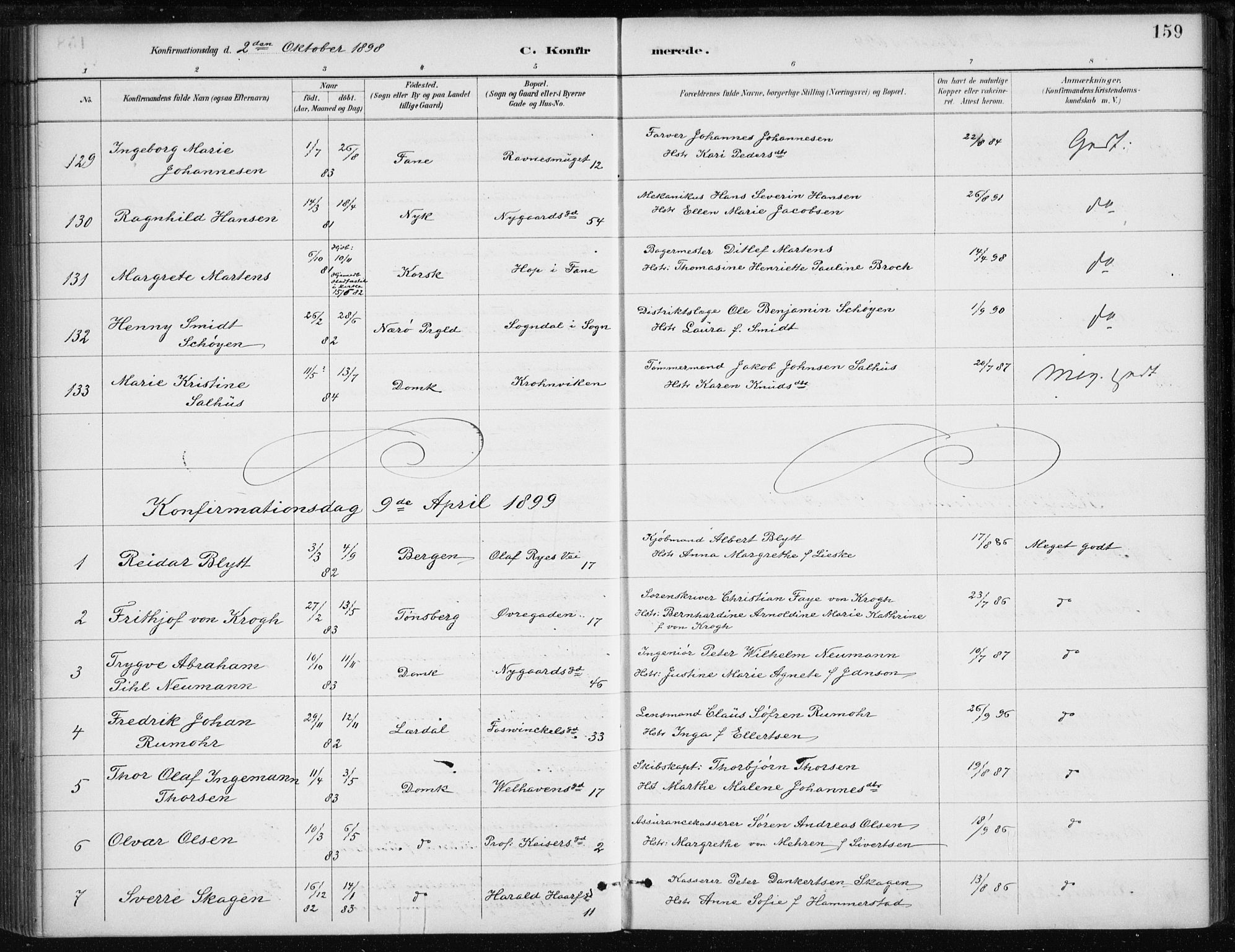 Johanneskirken sokneprestembete, AV/SAB-A-76001/H/Haa/L0008: Parish register (official) no. C 1, 1885-1907, p. 159