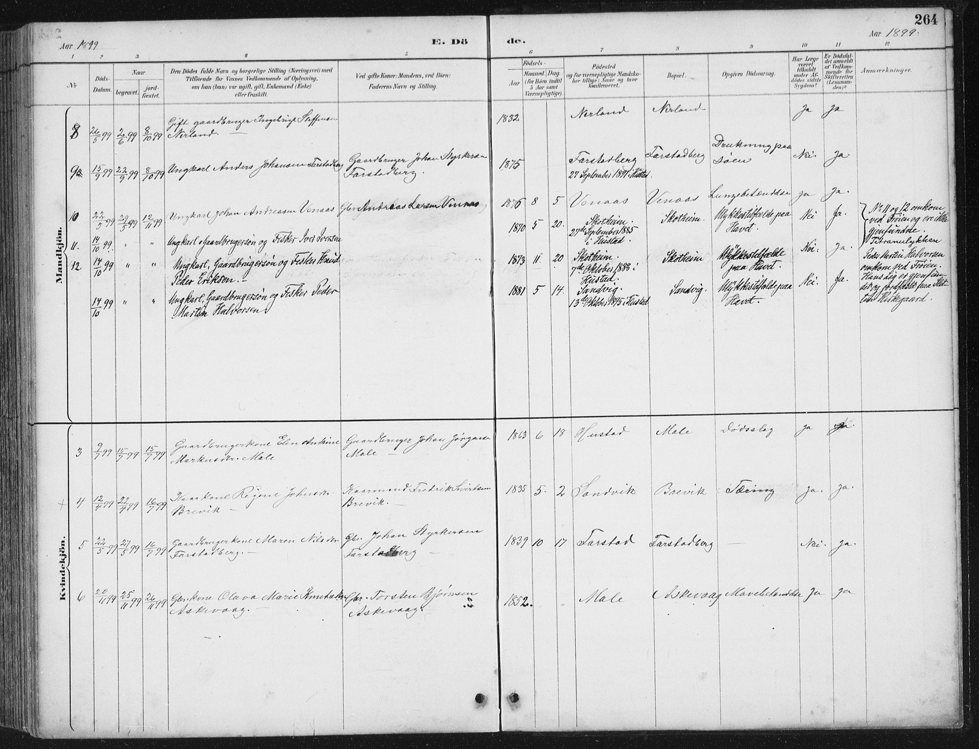 Ministerialprotokoller, klokkerbøker og fødselsregistre - Møre og Romsdal, AV/SAT-A-1454/567/L0783: Parish register (copy) no. 567C03, 1887-1903, p. 264