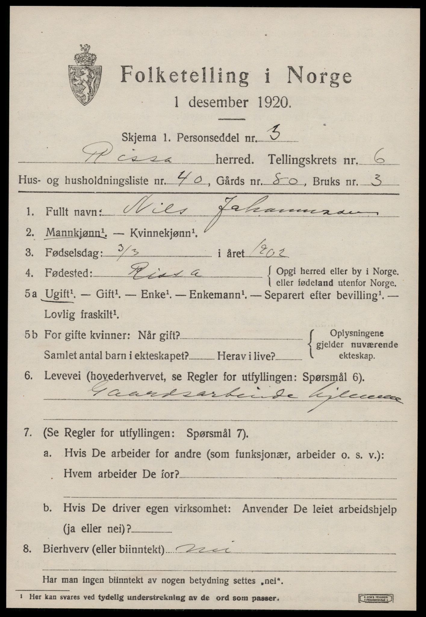 SAT, 1920 census for Rissa, 1920, p. 4799