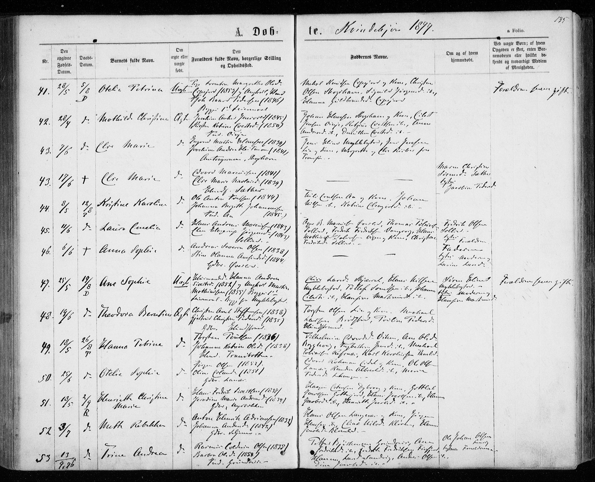 Tranøy sokneprestkontor, AV/SATØ-S-1313/I/Ia/Iaa/L0008kirke: Parish register (official) no. 8, 1867-1877, p. 135