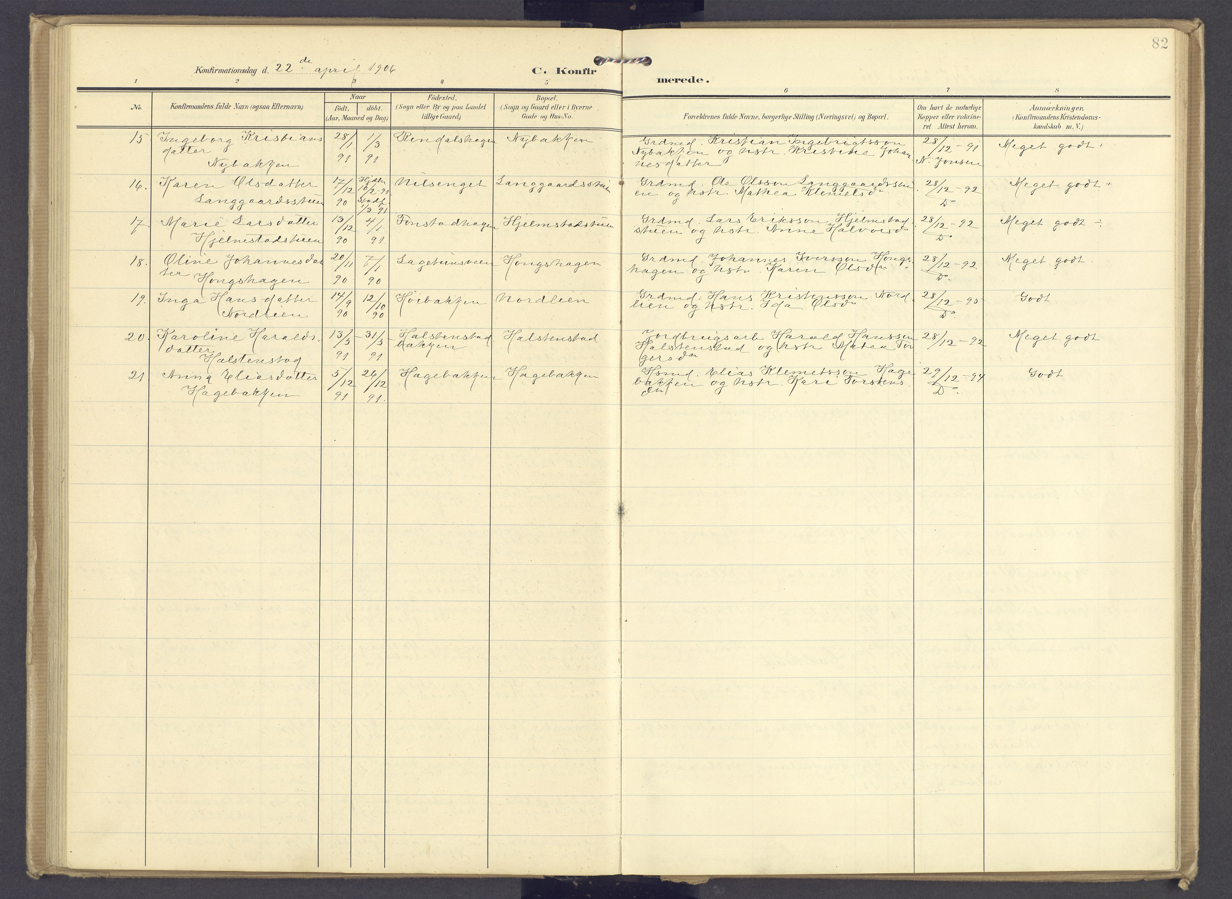 Øyer prestekontor, AV/SAH-PREST-084/H/Ha/Haa/L0013: Parish register (official) no. 13, 1905-1920, p. 82