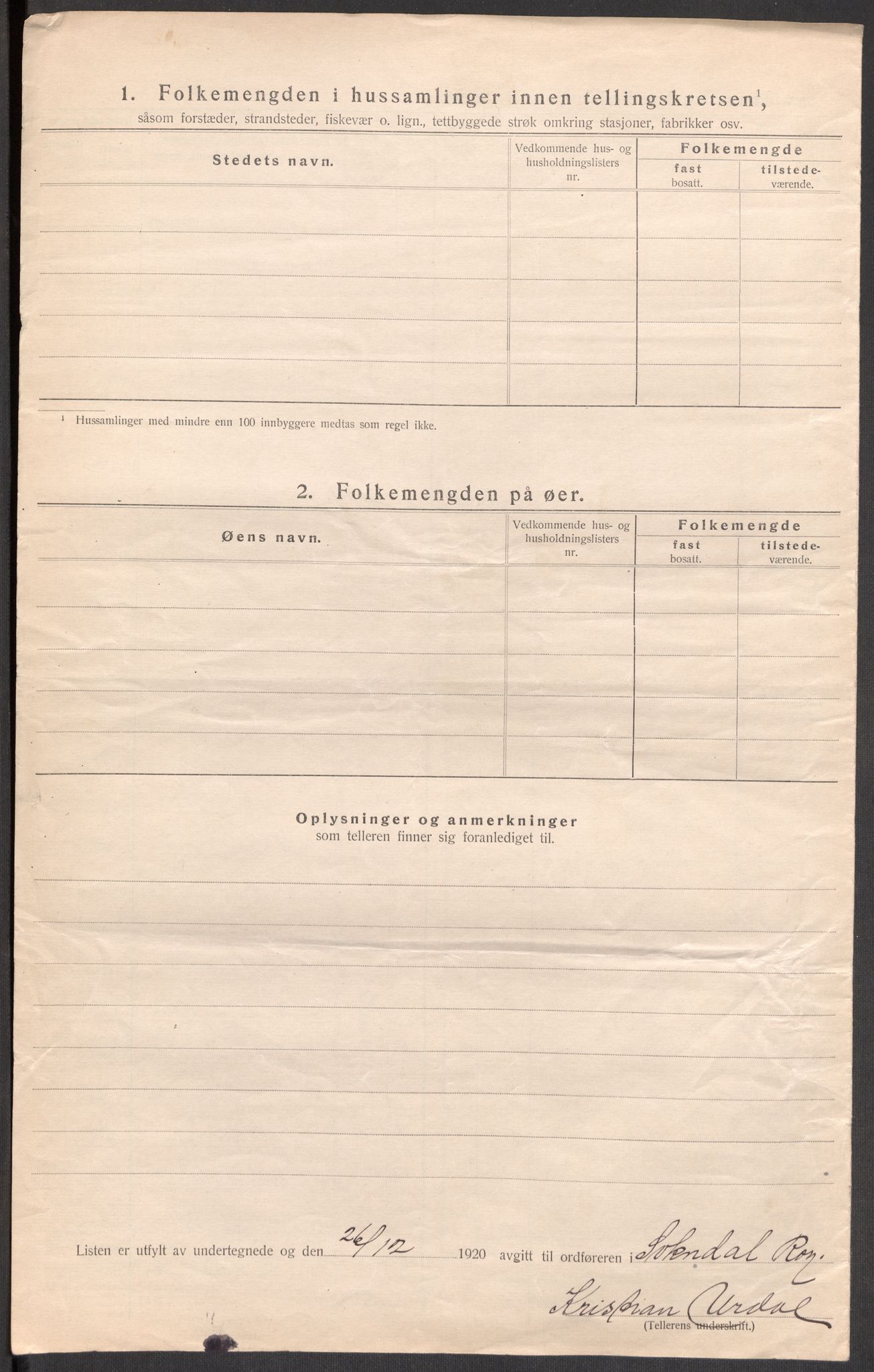 SAST, 1920 census for Sokndal, 1920, p. 44