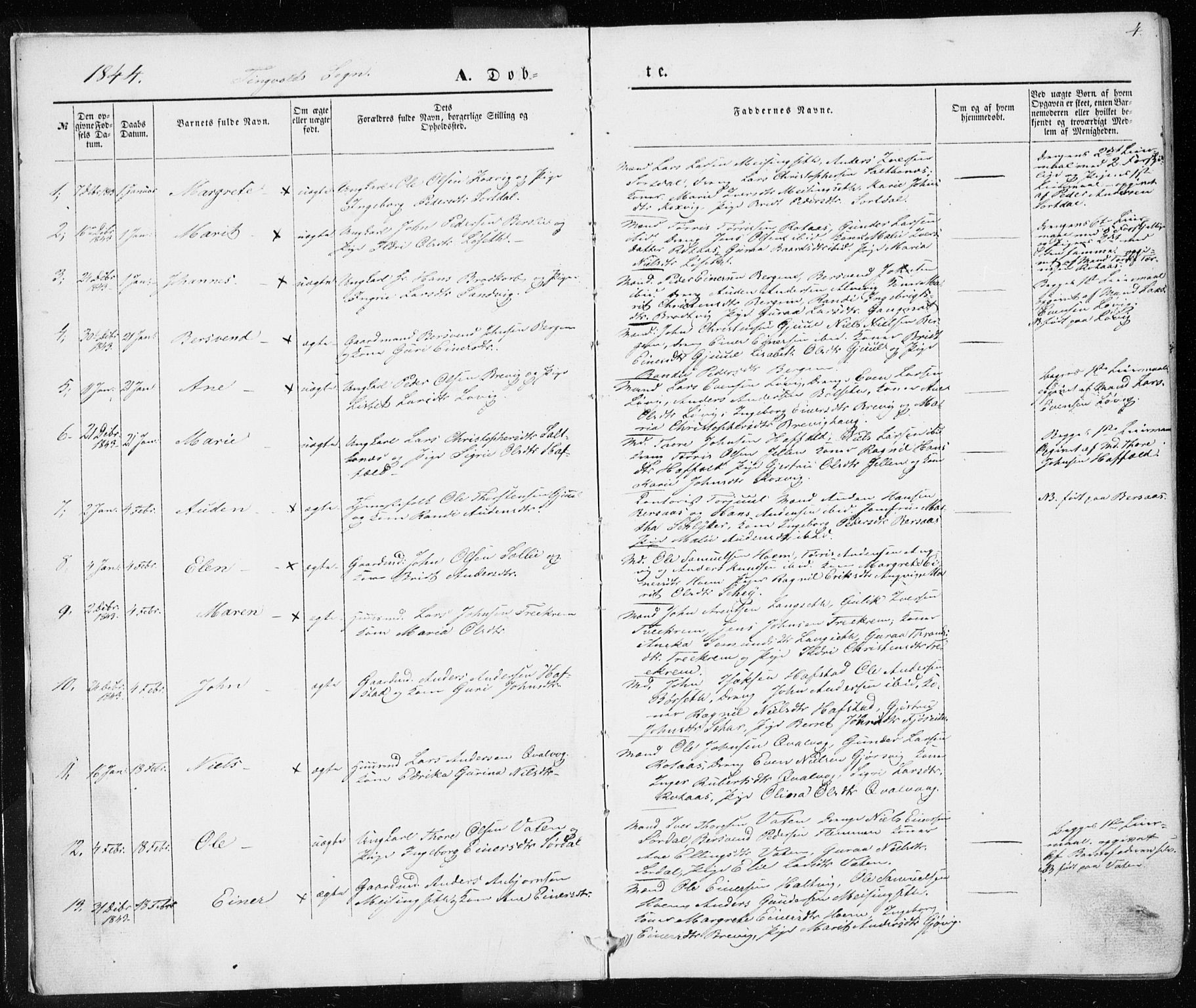 Ministerialprotokoller, klokkerbøker og fødselsregistre - Møre og Romsdal, SAT/A-1454/586/L0984: Parish register (official) no. 586A10, 1844-1856, p. 4