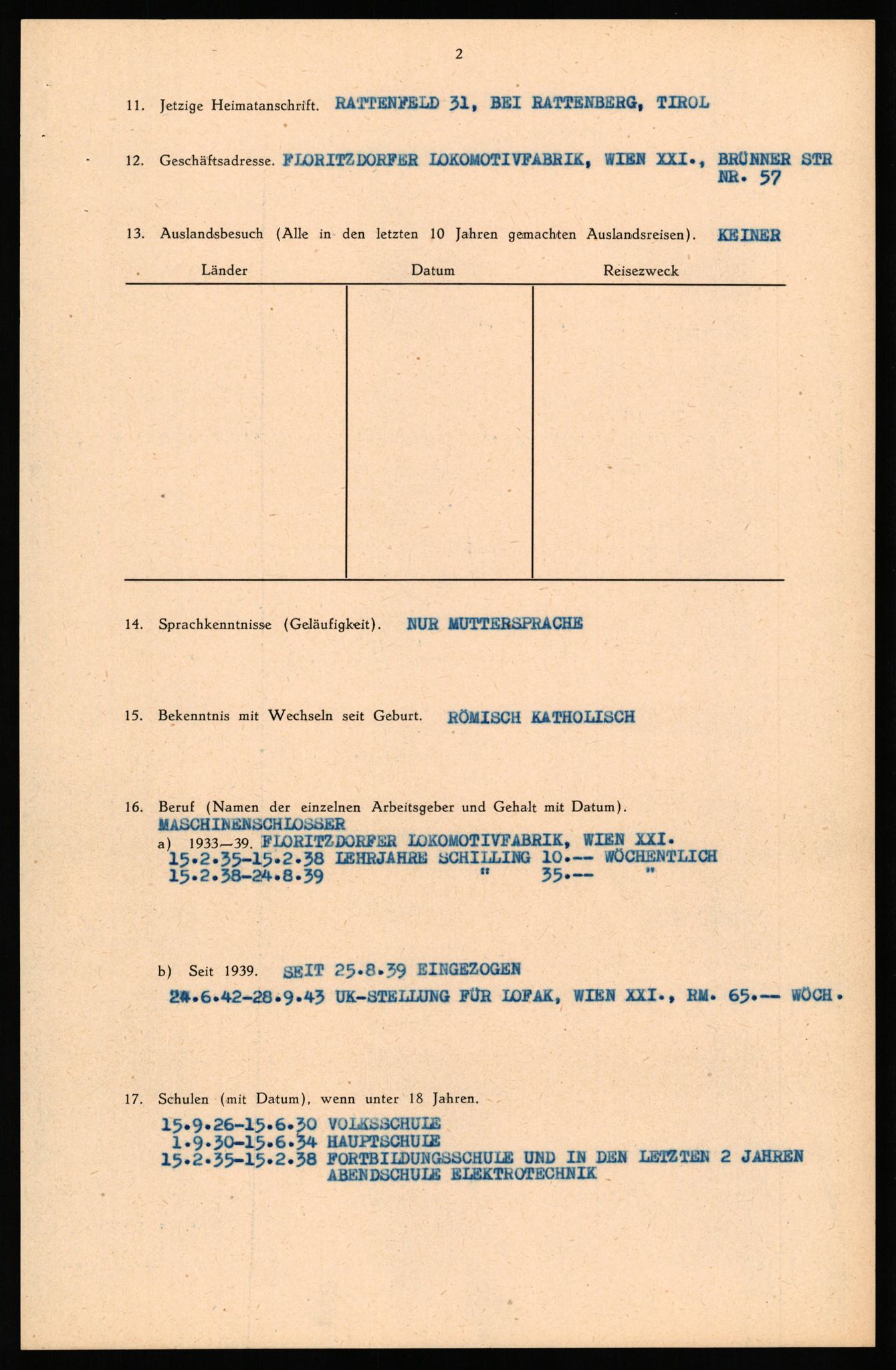 Forsvaret, Forsvarets overkommando II, AV/RA-RAFA-3915/D/Db/L0040: CI Questionaires. Tyske okkupasjonsstyrker i Norge. Østerrikere., 1945-1946, p. 176