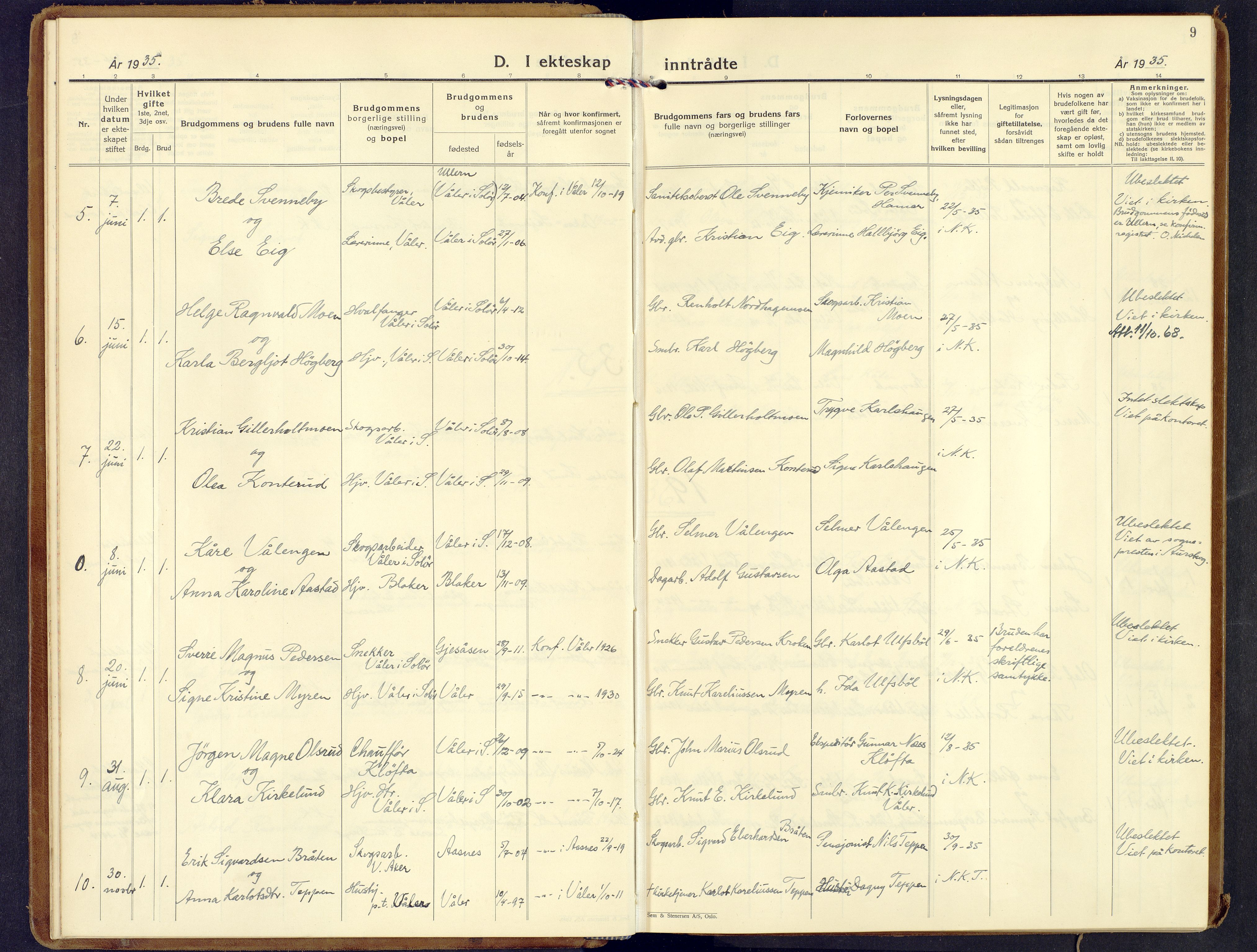 Våler prestekontor, Hedmark, SAH/PREST-040/H/Ha/Haa/L0012: Parish register (official) no. 12, 1933-1952, p. 9