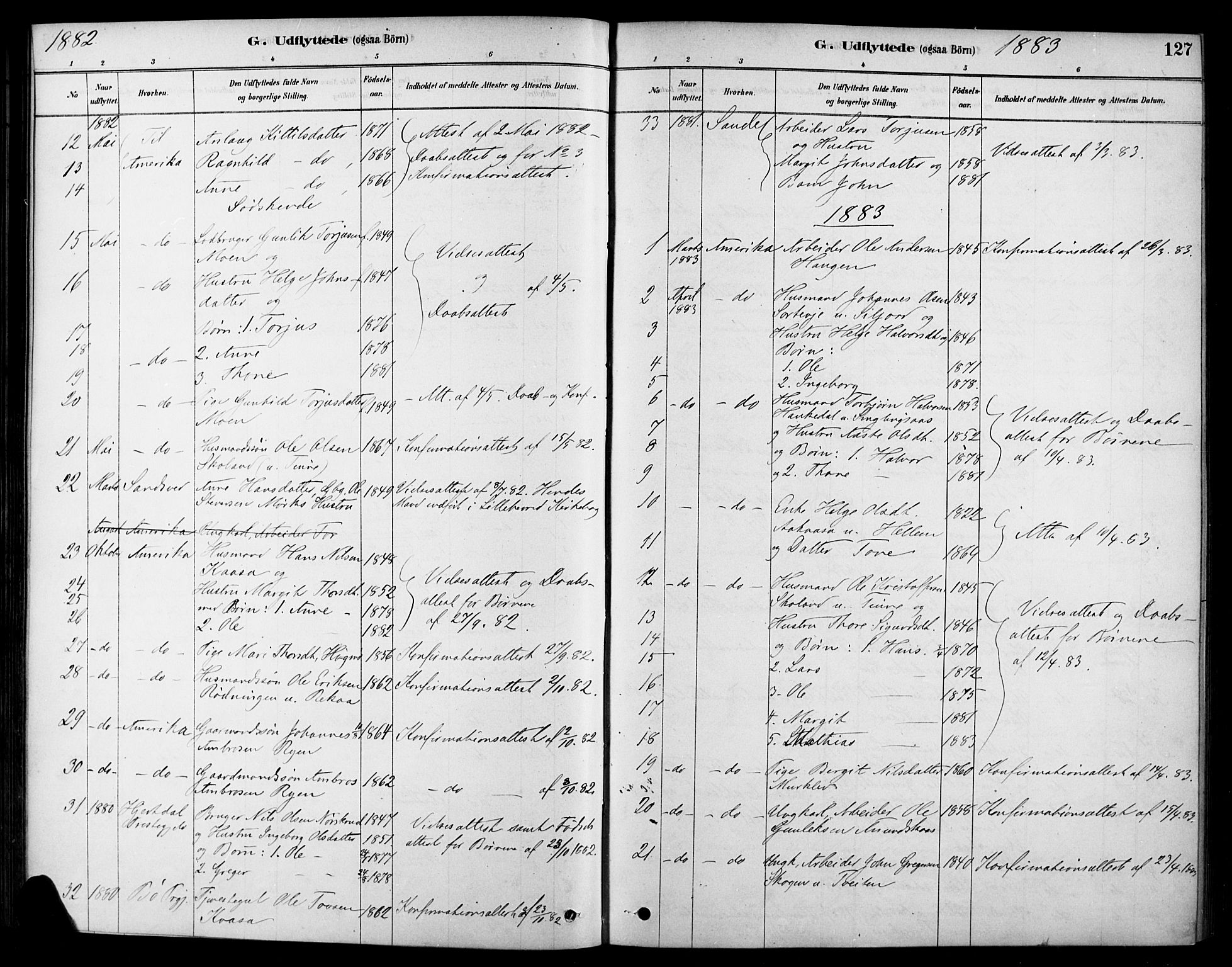 Heddal kirkebøker, AV/SAKO-A-268/F/Fa/L0009: Parish register (official) no. I 9, 1878-1903, p. 127