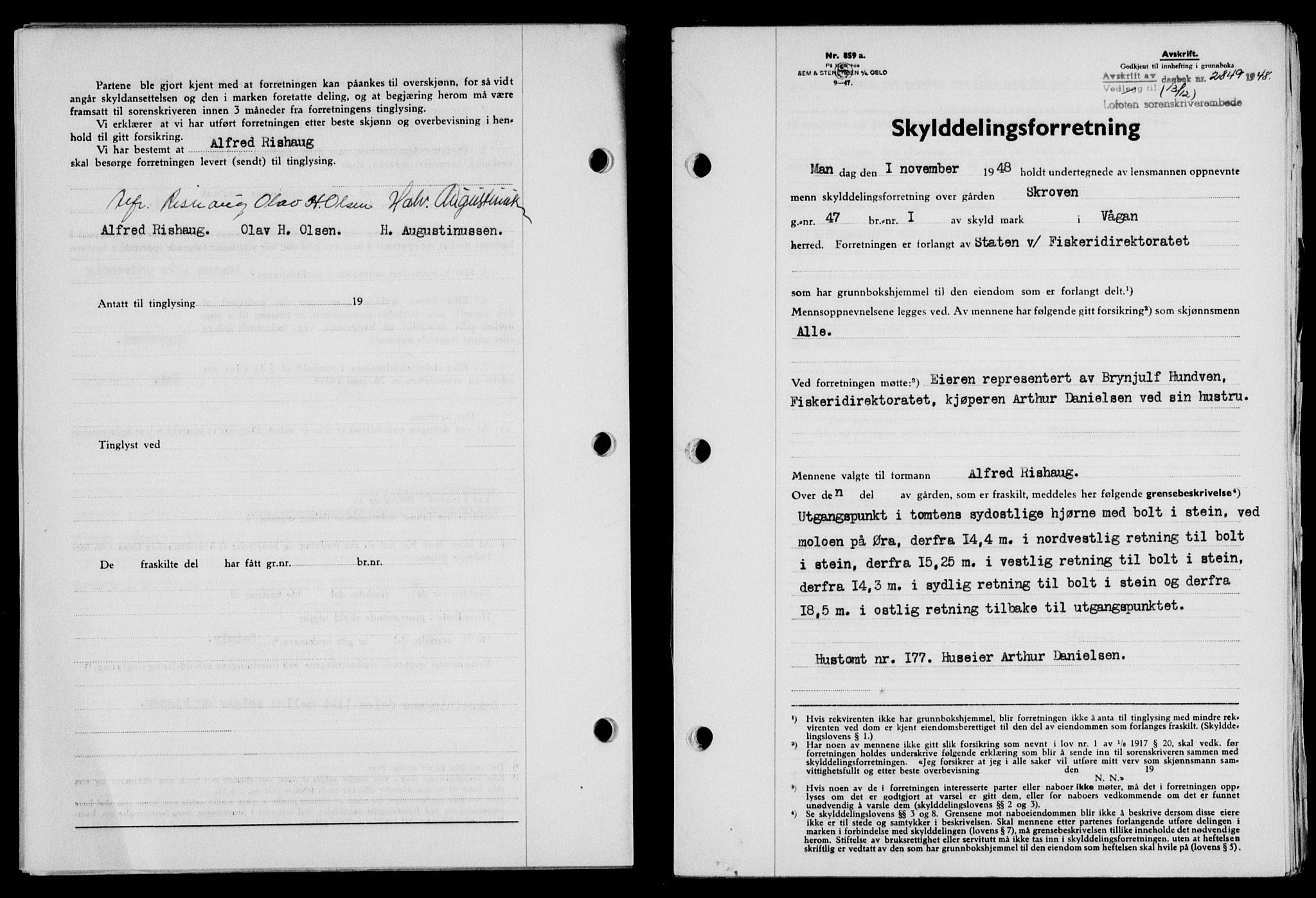 Lofoten sorenskriveri, SAT/A-0017/1/2/2C/L0020a: Mortgage book no. 20a, 1948-1949, Diary no: : 2849/1948