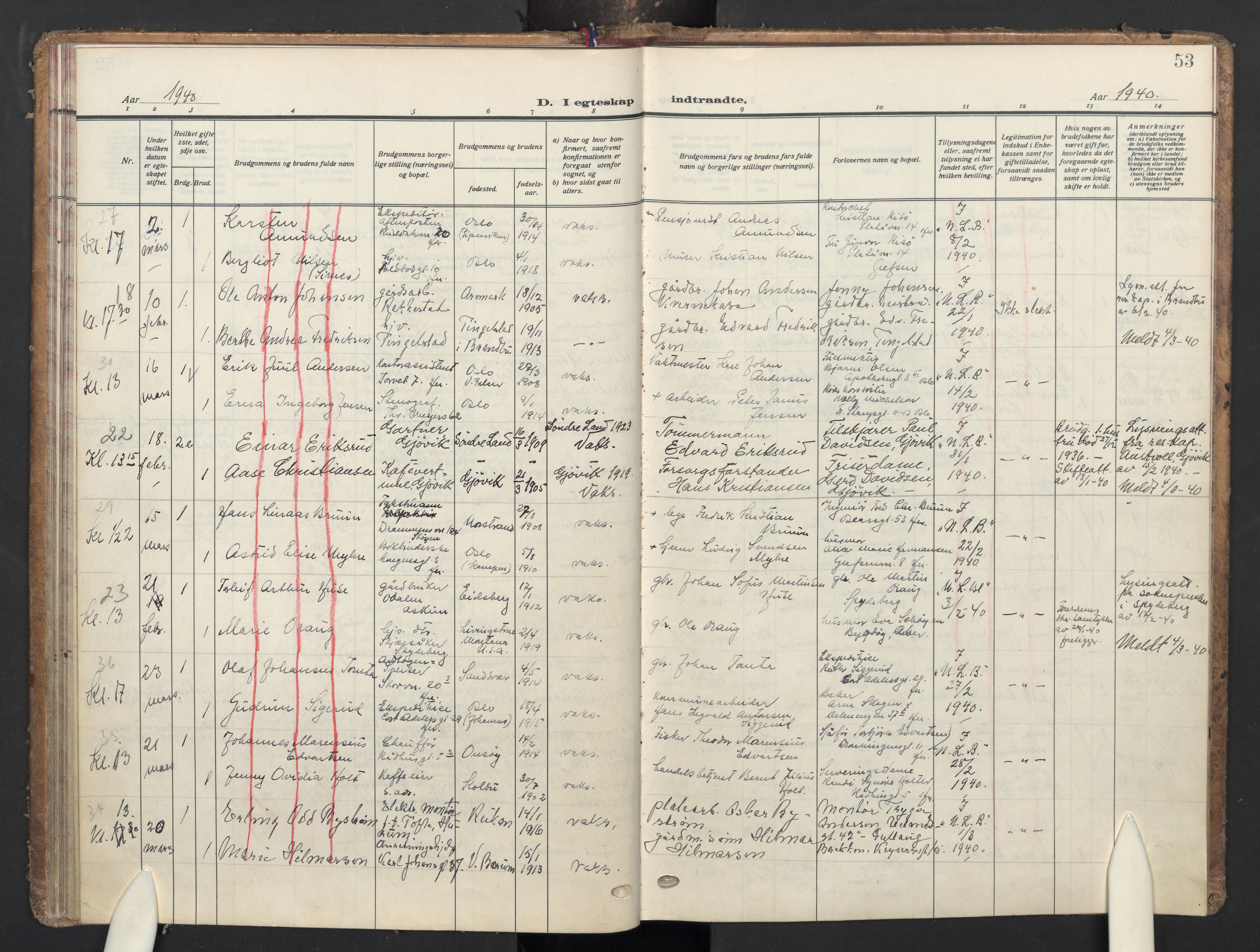 Oslo domkirke Kirkebøker, AV/SAO-A-10752/G/Ga/L0007: Parish register (copy) no. 7, 1937-1951, p. 53