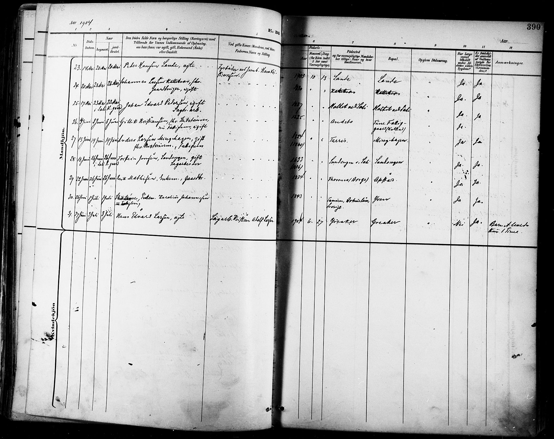 Tune prestekontor Kirkebøker, AV/SAO-A-2007/F/Fa/L0019: Parish register (official) no. 19, 1898-1904, p. 390