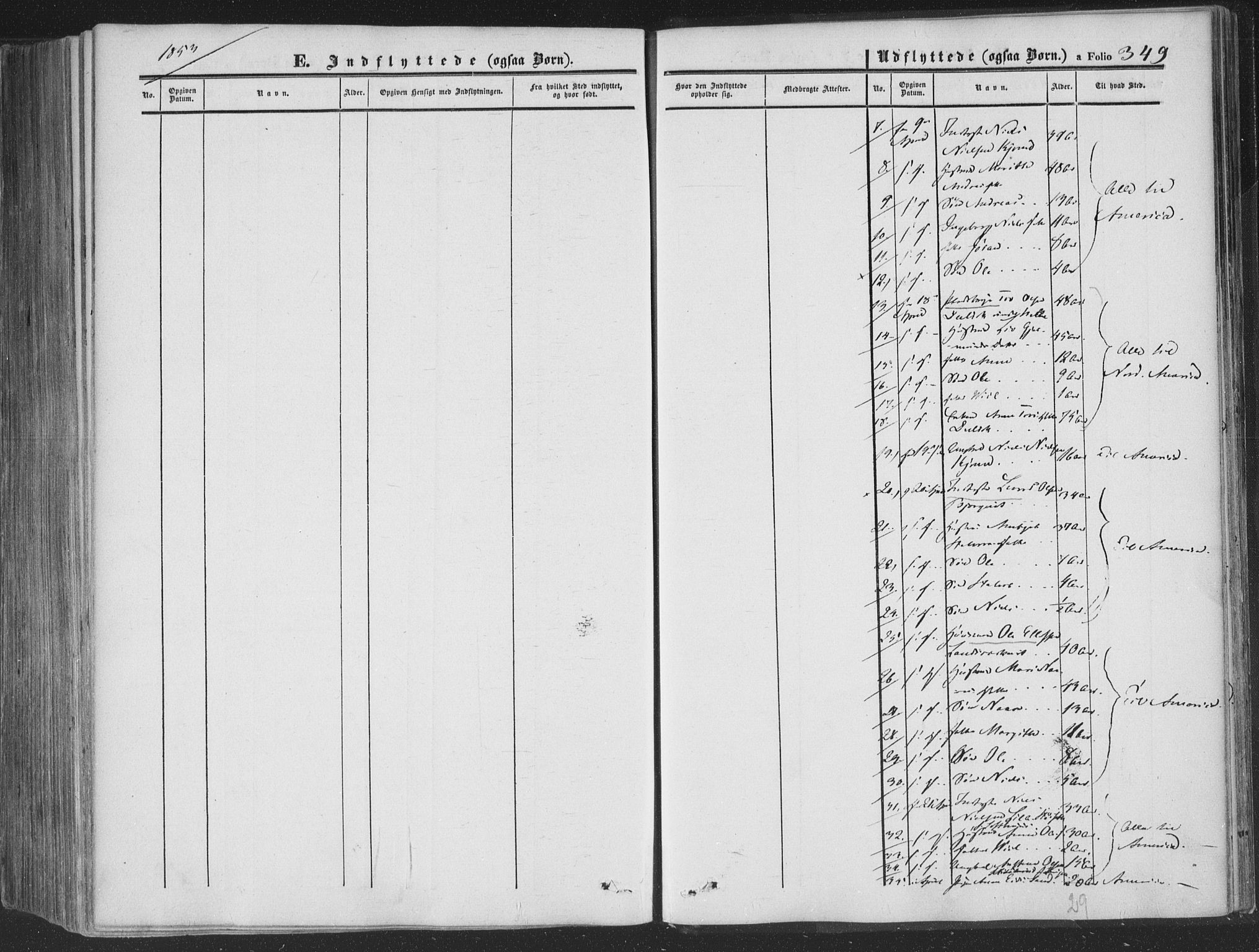 Rollag kirkebøker, AV/SAKO-A-240/F/Fa/L0008: Parish register (official) no. I 8, 1847-1860, p. 349