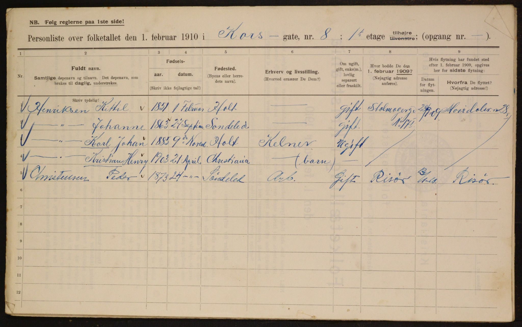 OBA, Municipal Census 1910 for Kristiania, 1910, p. 51921