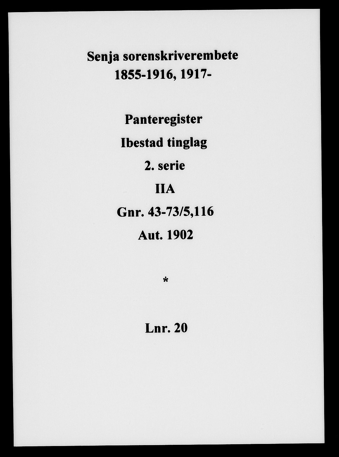 Senja sorenskriveri 1855-, SATØ/S-0048/1/H/Hb/L0020: Mortgage register no. 20