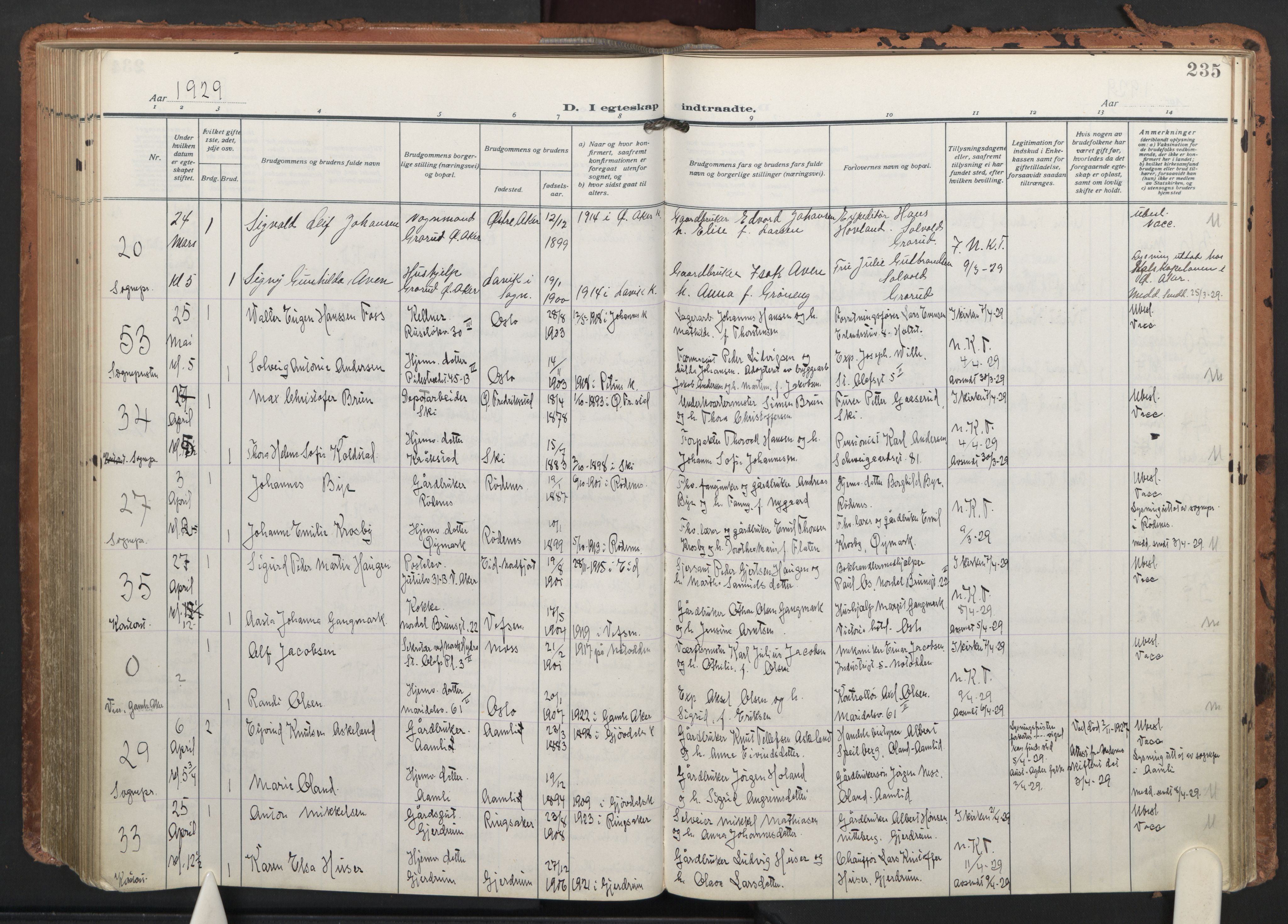 Trefoldighet prestekontor Kirkebøker, AV/SAO-A-10882/F/Fc/L0008: Parish register (official) no. III 8, 1920-1932, p. 235