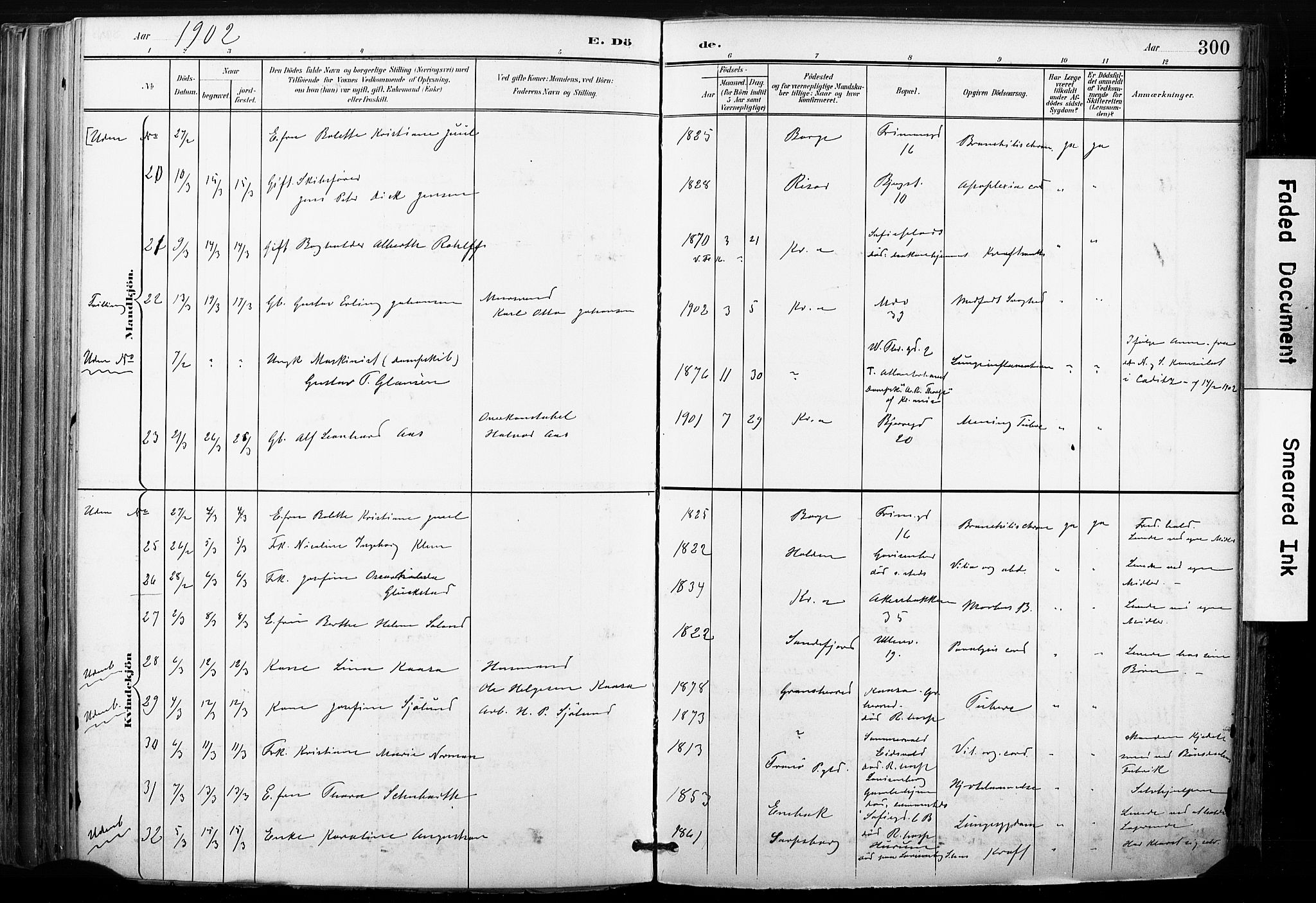 Gamle Aker prestekontor Kirkebøker, AV/SAO-A-10617a/F/L0013: Parish register (official) no. 13, 1901-1908, p. 300