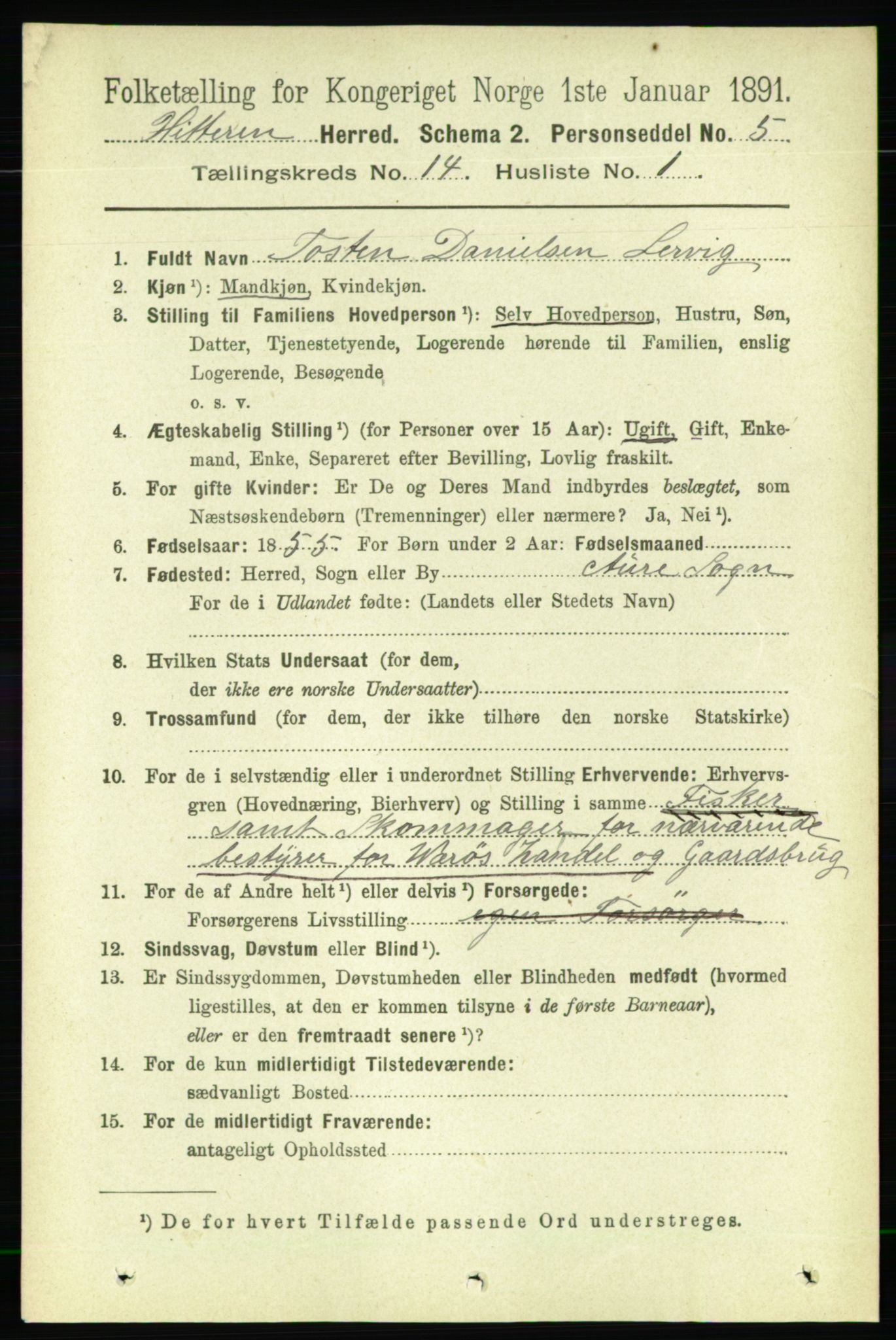 RA, 1891 census for 1617 Hitra, 1891, p. 2982