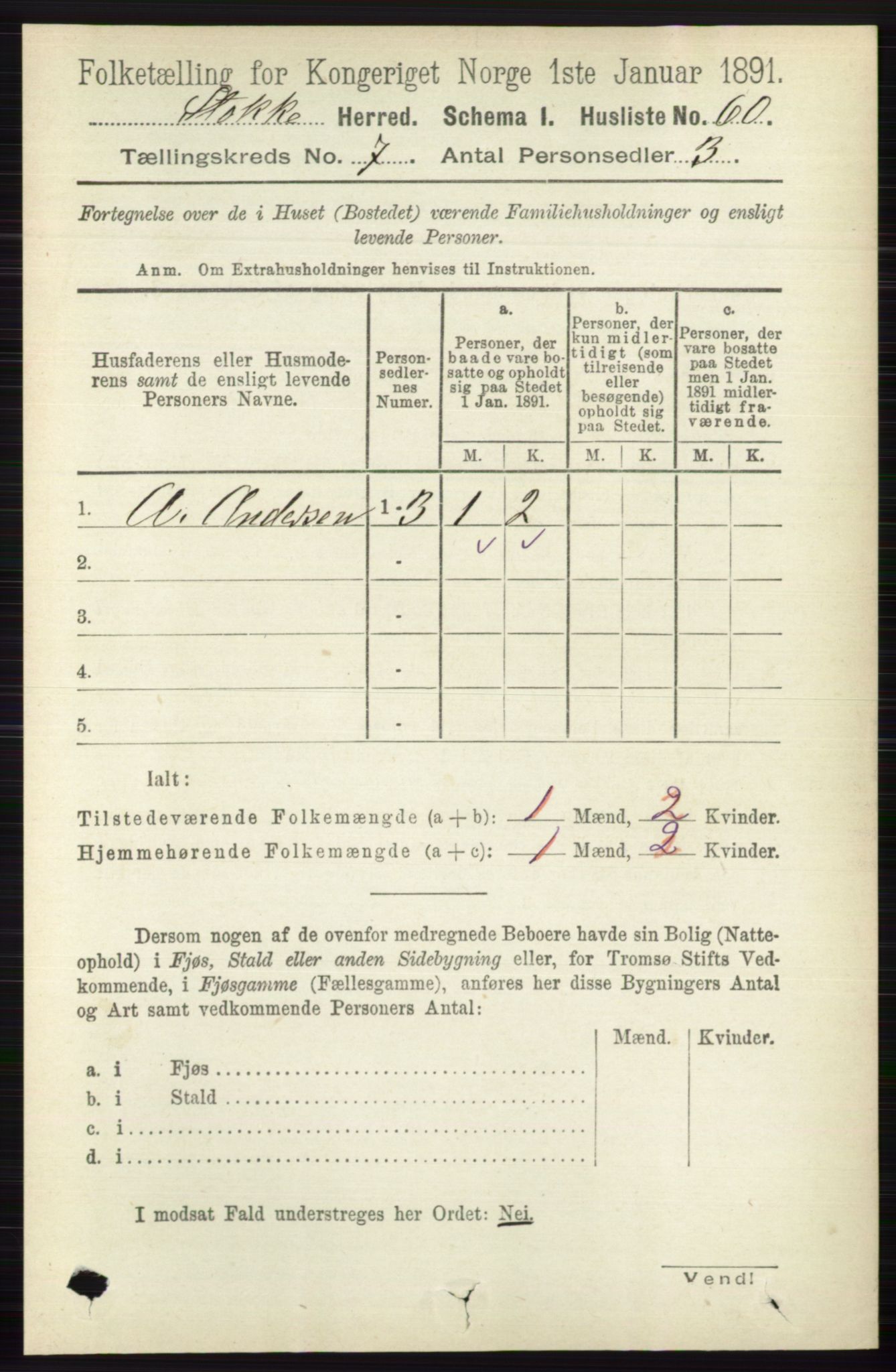 RA, 1891 census for 0720 Stokke, 1891, p. 4567