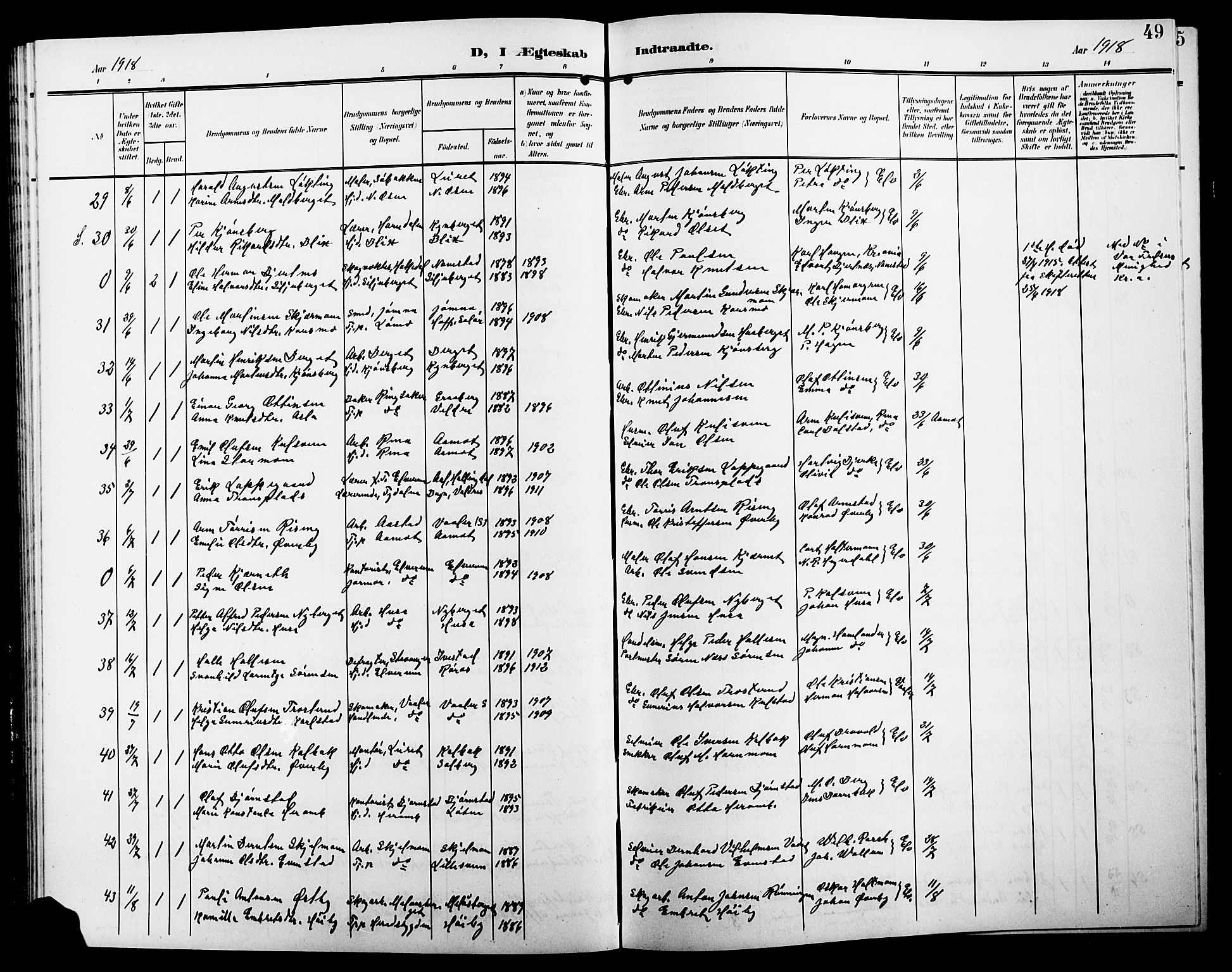 Elverum prestekontor, AV/SAH-PREST-044/H/Ha/Hab/L0009: Parish register (copy) no. 9, 1908-1921, p. 49