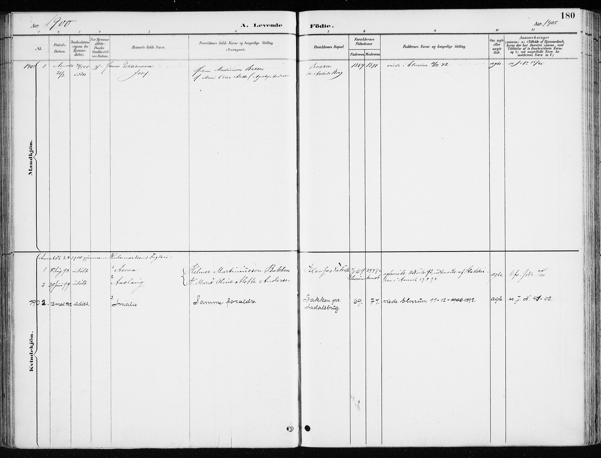 Løten prestekontor, SAH/PREST-022/K/Ka/L0010: Parish register (official) no. 10, 1892-1907, p. 180
