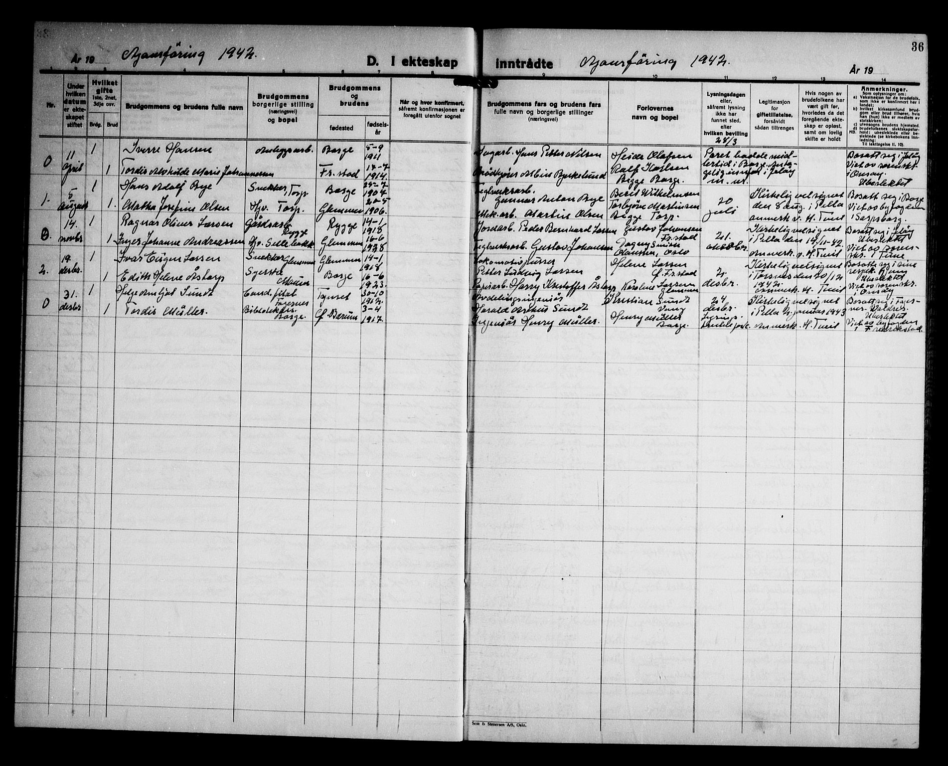 Borge prestekontor Kirkebøker, AV/SAO-A-10903/G/Ga/L0006: Parish register (copy) no. I 6, 1936-1950, p. 36