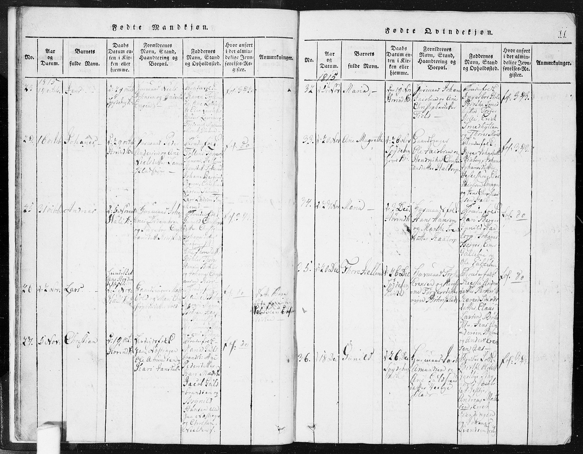 Spydeberg prestekontor Kirkebøker, AV/SAO-A-10924/F/Fa/L0004: Parish register (official) no. I 4, 1814-1841, p. 11