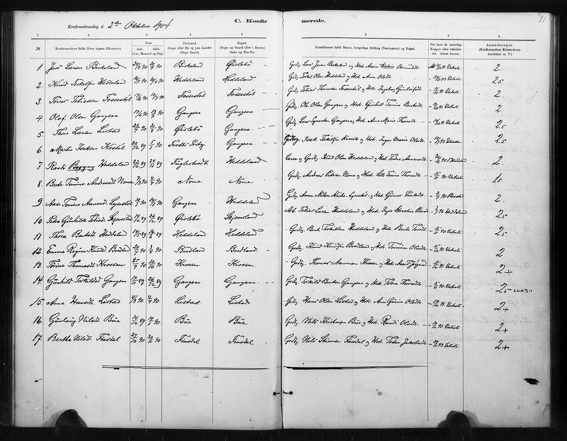 Holum sokneprestkontor, AV/SAK-1111-0022/F/Fa/Fac/L0004: Parish register (official) no. A 4, 1884-1907, p. 91