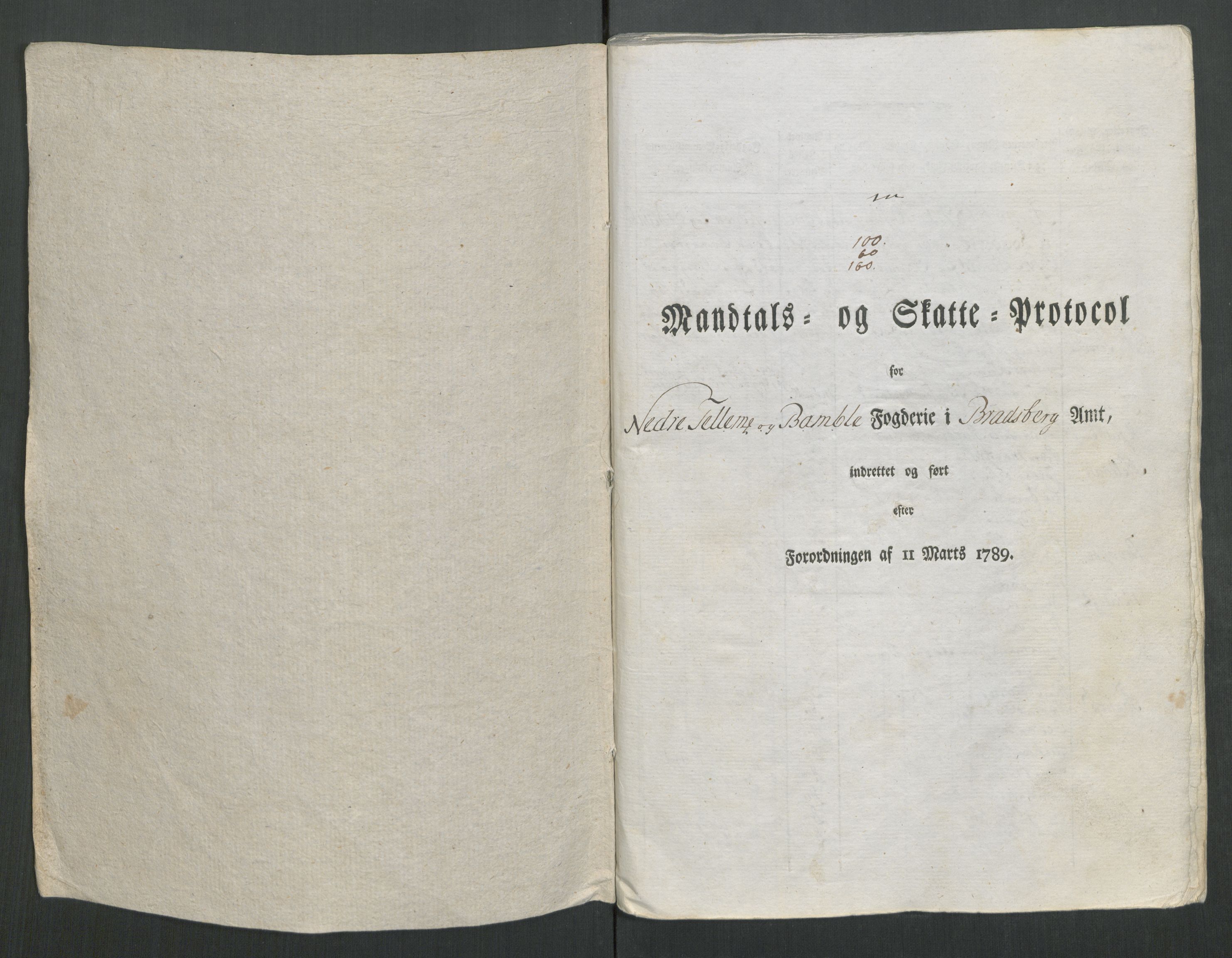 Rentekammeret inntil 1814, Reviderte regnskaper, Mindre regnskaper, AV/RA-EA-4068/Rf/Rfe/L0028: Nedre Romerike fogderi. Nedre Telemark og Bamle fogderi, Nordhordland og Voss fogderi, 1789, p. 183