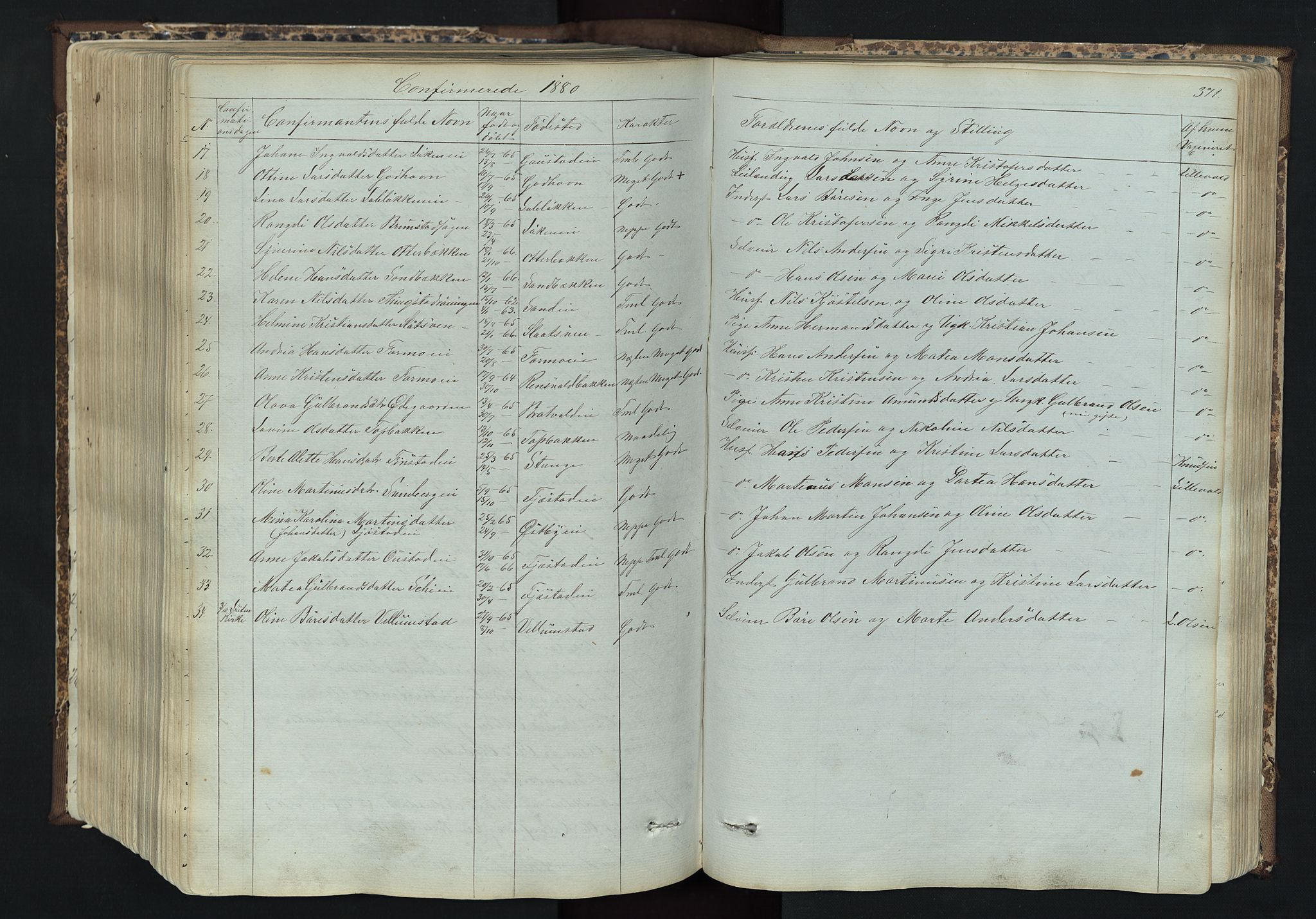 Romedal prestekontor, AV/SAH-PREST-004/L/L0011: Parish register (copy) no. 11, 1867-1895, p. 371