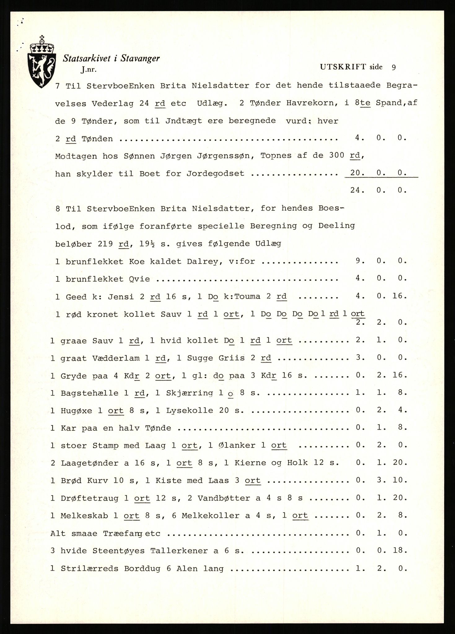 Statsarkivet i Stavanger, AV/SAST-A-101971/03/Y/Yj/L0088: Avskrifter sortert etter gårdsnavn: Todneim - Tuestad, 1750-1930, p. 89