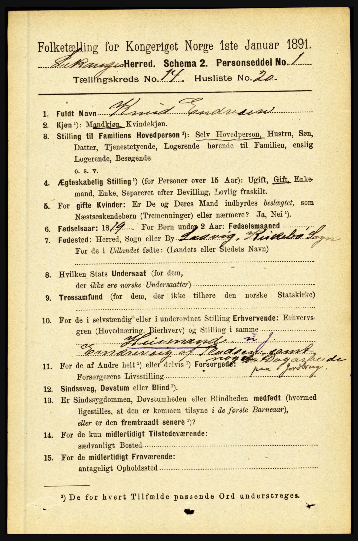 RA, 1891 census for 1419 Leikanger, 1891, p. 2819