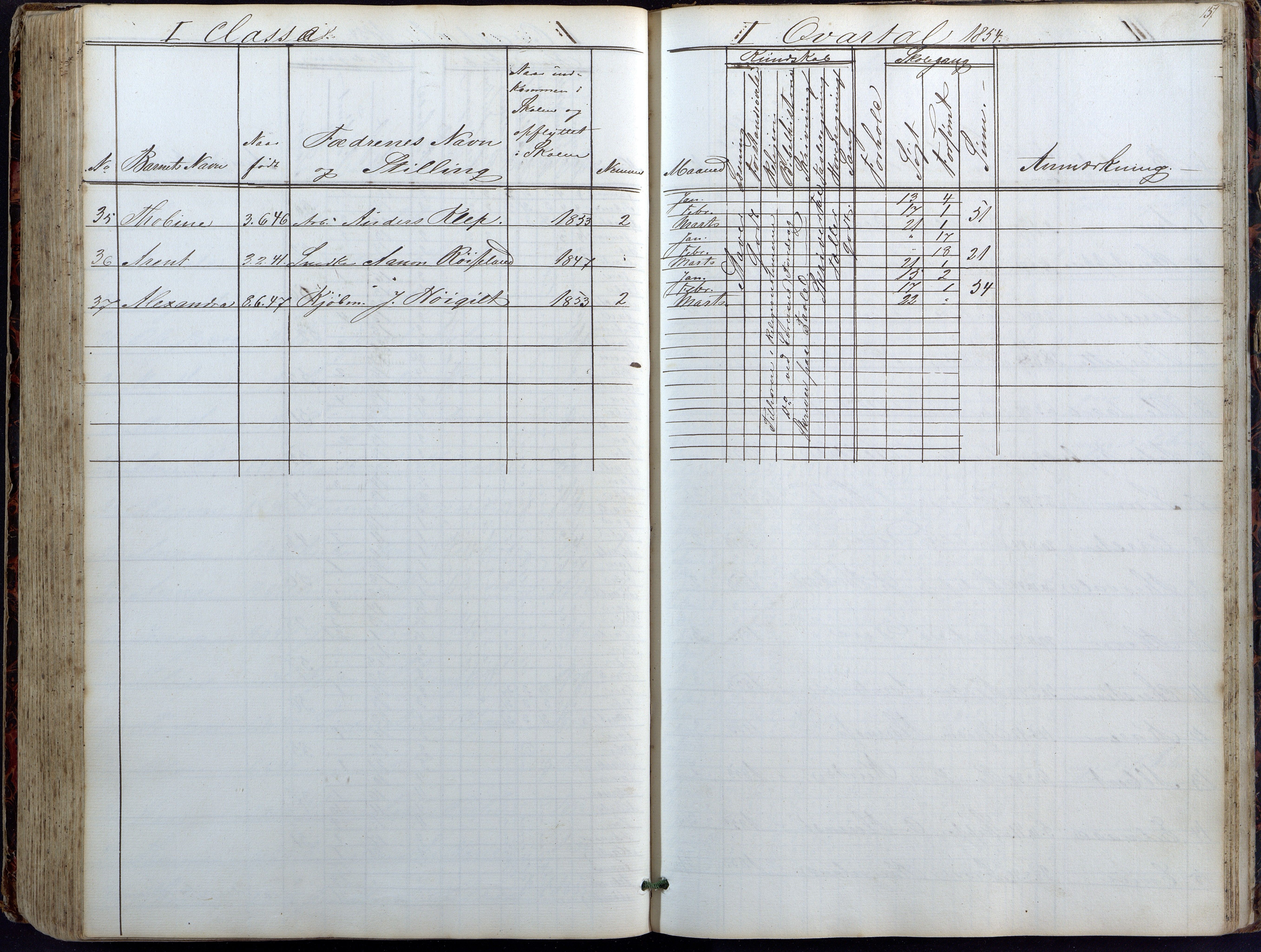 Lillesand kommune, AAKS/KA0926-PK/1/09/L0018: Lillesand Borger og Almueskole - Dagbok, 1845-1855, p. 157