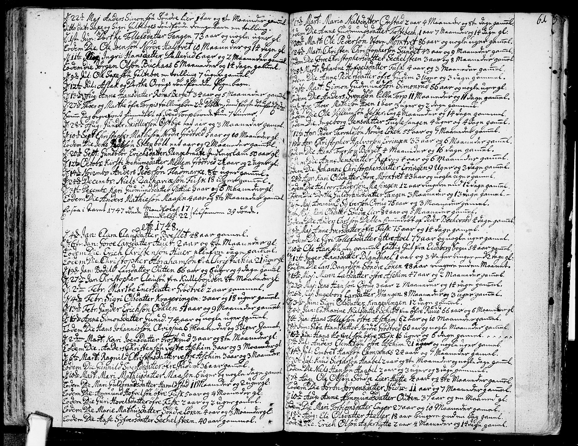 Askim prestekontor Kirkebøker, SAO/A-10900/F/Fa/L0001: Parish register (official) no. 1, 1733-1757, p. 61