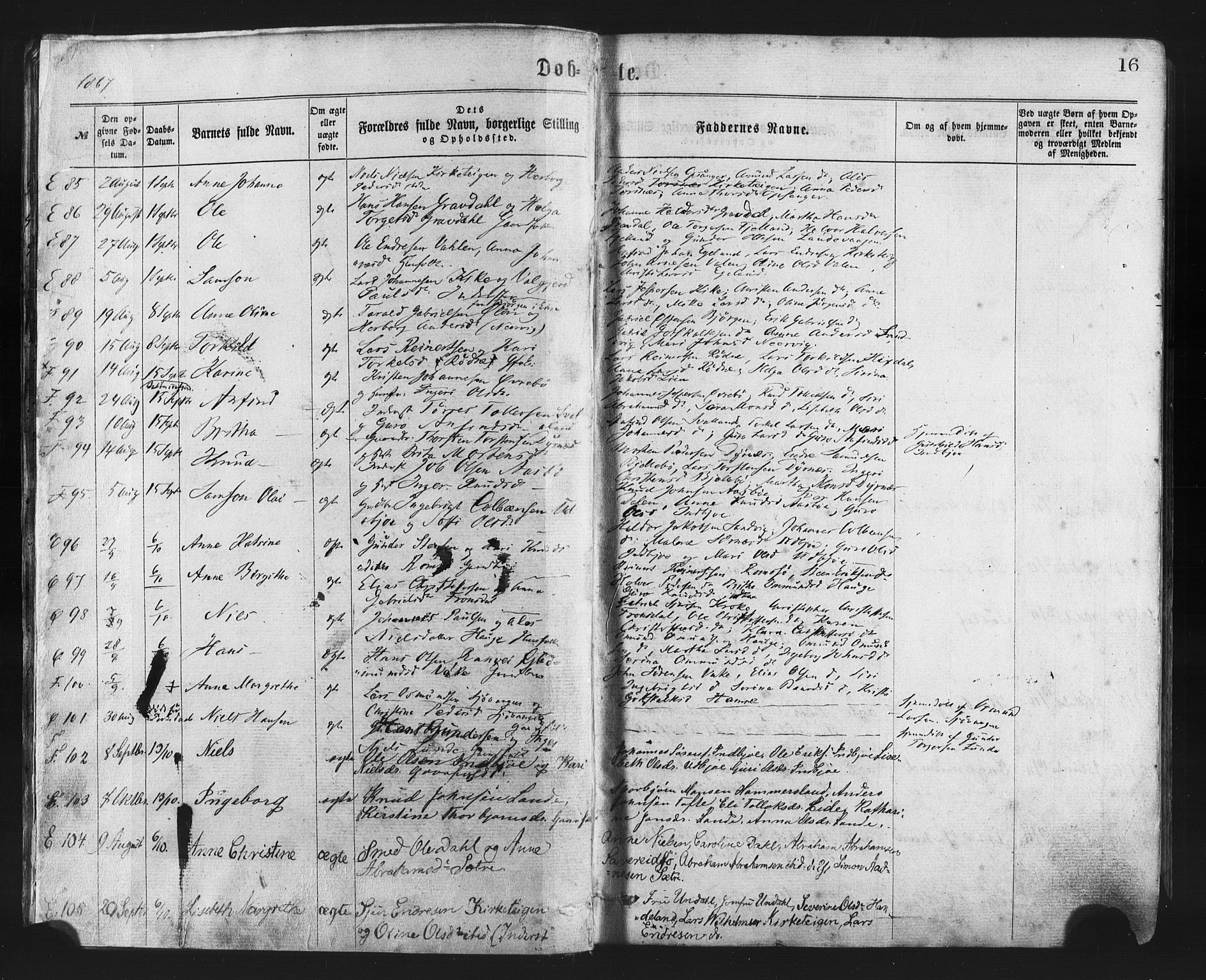 Fjelberg sokneprestembete, AV/SAB-A-75201/H/Haa: Parish register (official) no. A 8, 1866-1879, p. 16