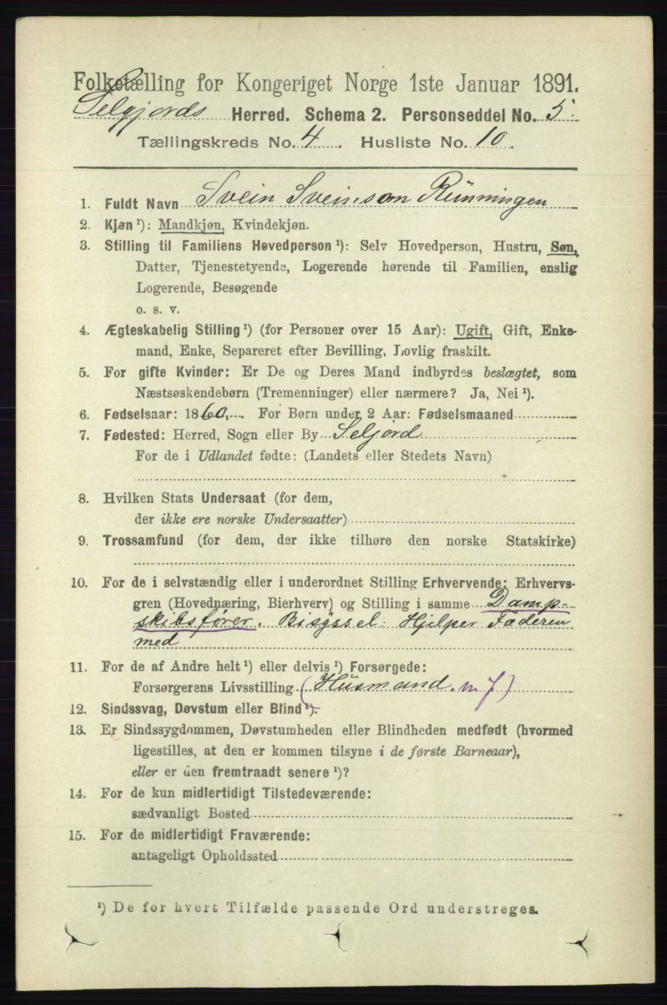 RA, 1891 census for 0828 Seljord, 1891, p. 1345