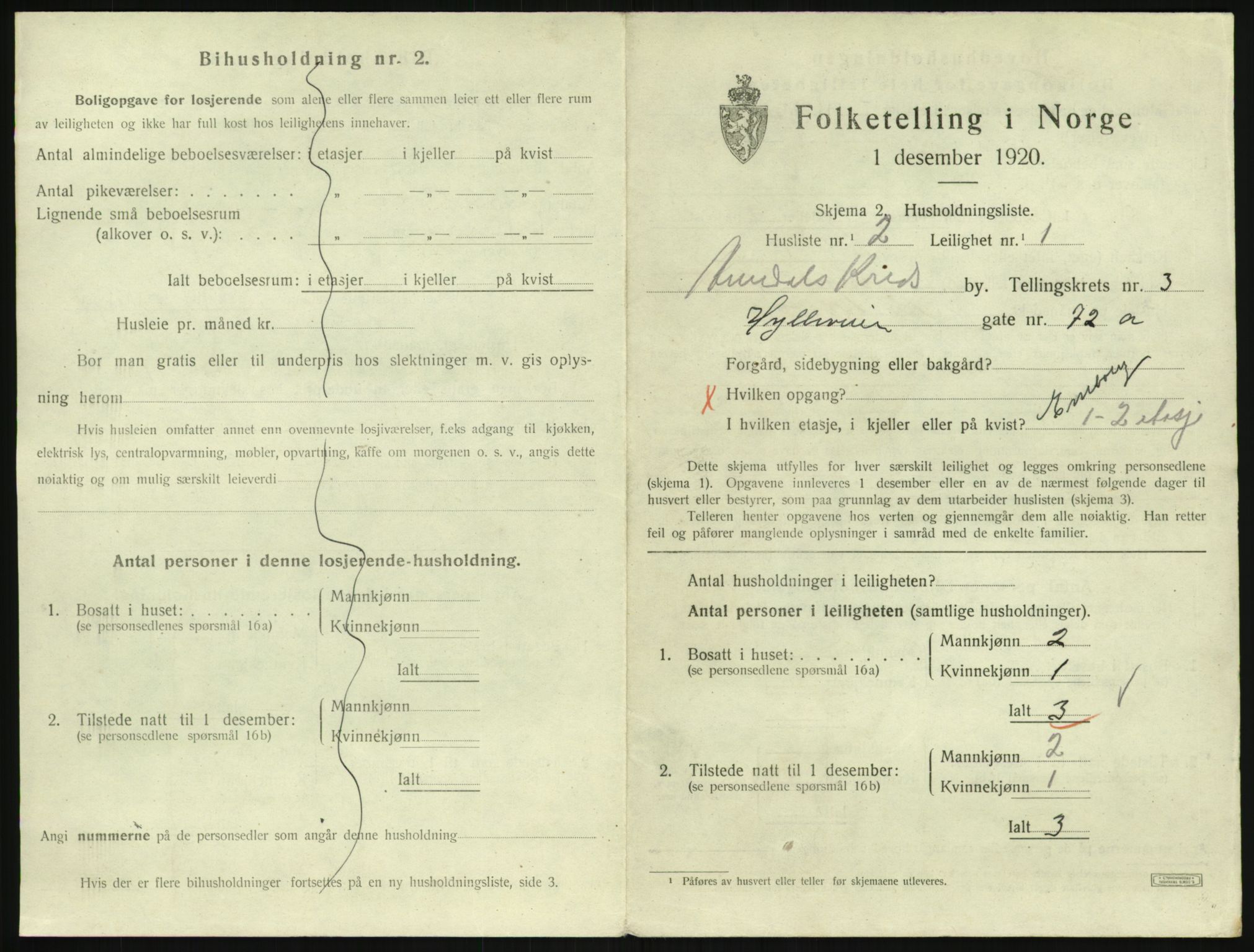 SAK, 1920 census for Arendal, 1920, p. 4374