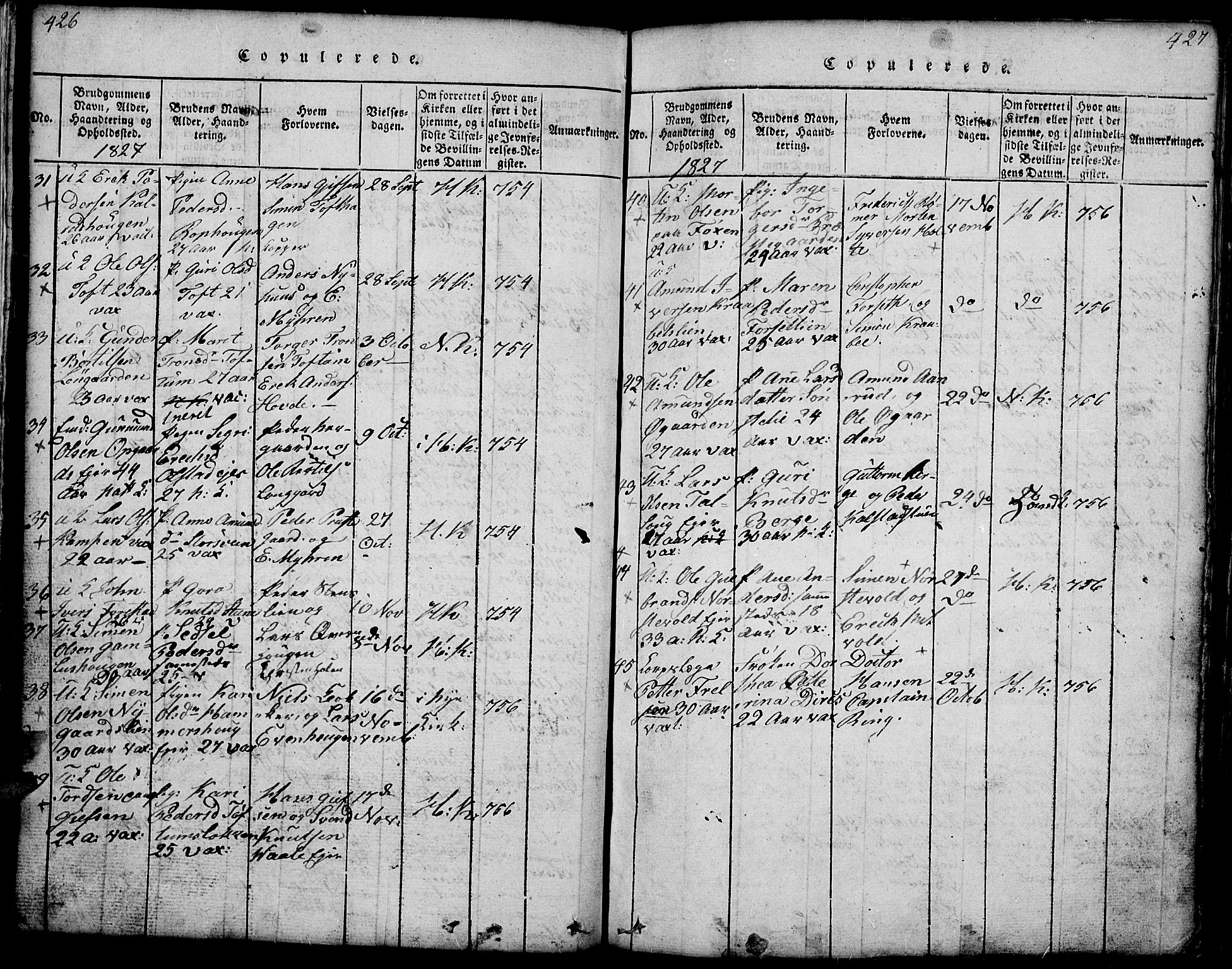 Gausdal prestekontor, SAH/PREST-090/H/Ha/Hab/L0001: Parish register (copy) no. 1, 1817-1848, p. 426-427