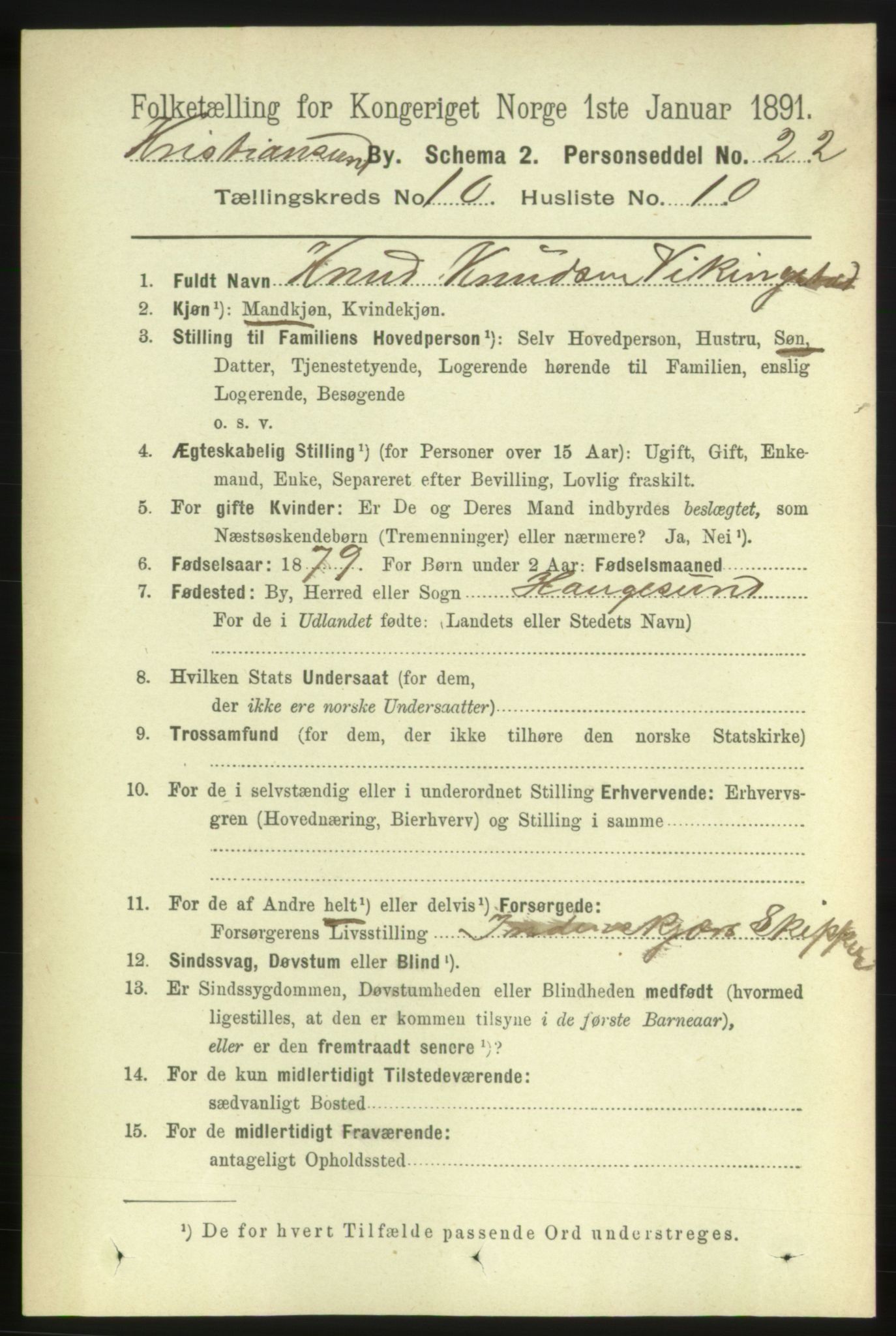 RA, 1891 census for 1503 Kristiansund, 1891, p. 8300