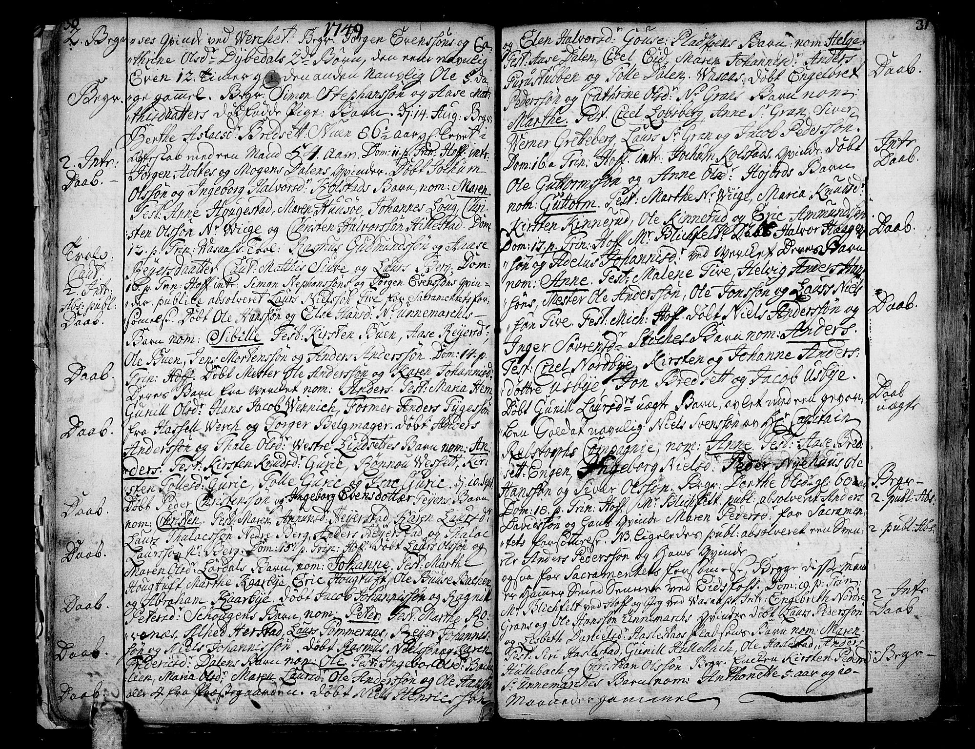 Hof kirkebøker, AV/SAKO-A-64/F/Fa/L0002: Parish register (official) no. I 2, 1746-1781, p. 30-31