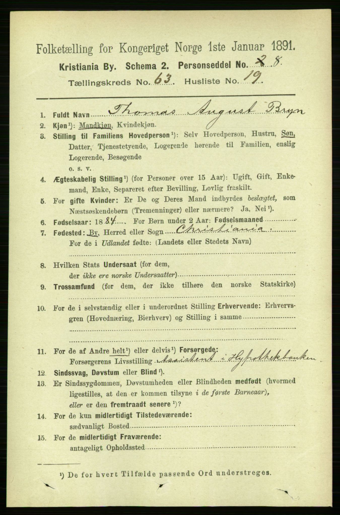 RA, 1891 census for 0301 Kristiania, 1891, p. 34047