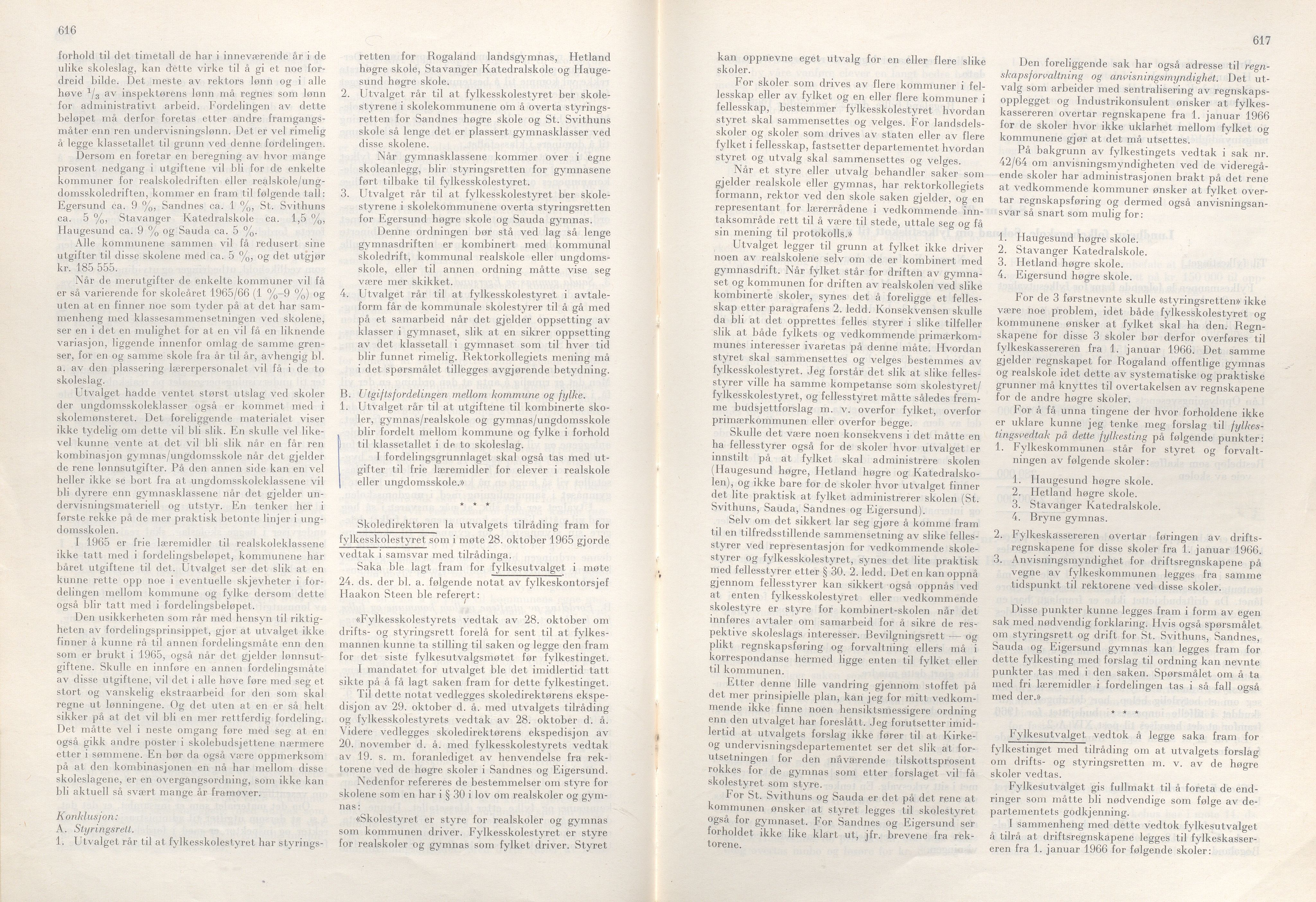 Rogaland fylkeskommune - Fylkesrådmannen , IKAR/A-900/A/Aa/Aaa/L0085: Møtebok , 1965, p. 616-617