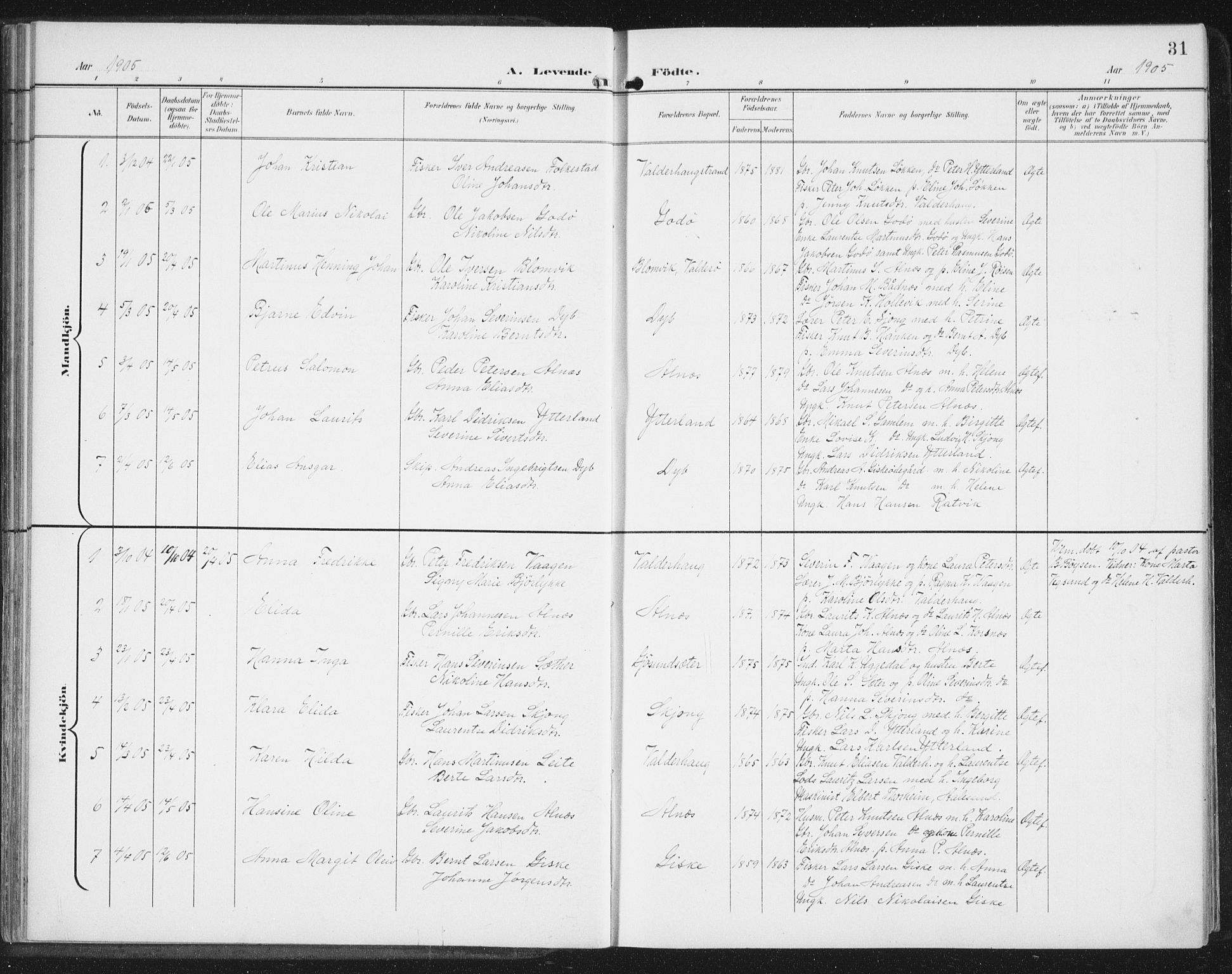 Ministerialprotokoller, klokkerbøker og fødselsregistre - Møre og Romsdal, AV/SAT-A-1454/534/L0489: Parish register (copy) no. 534C01, 1899-1941, p. 31