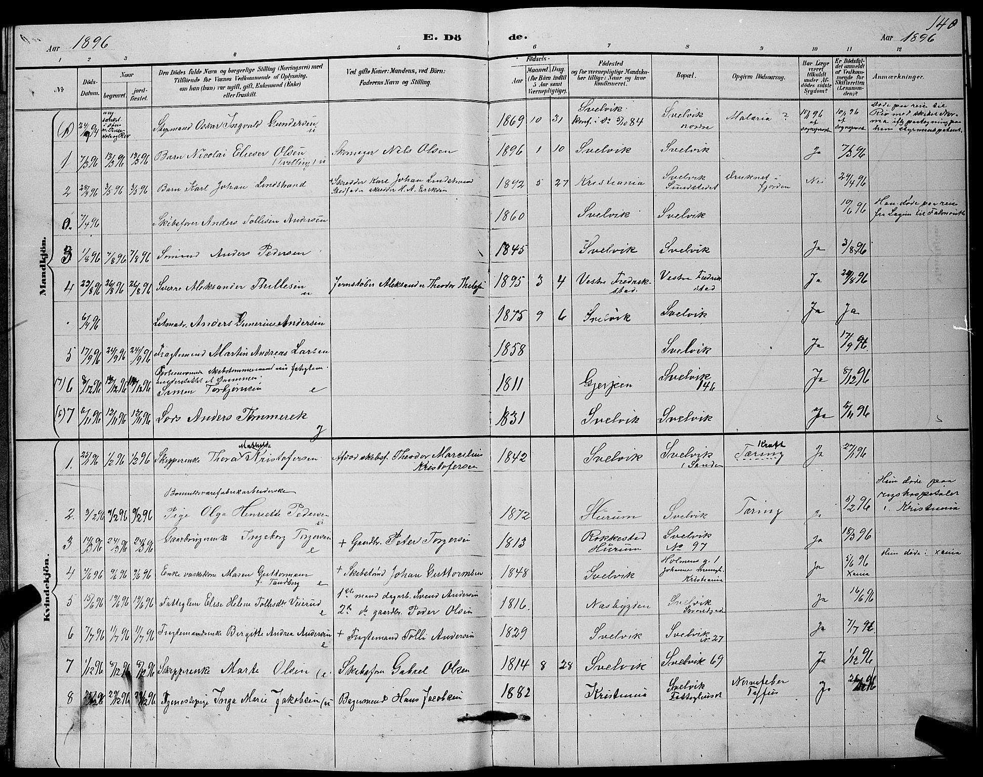 Strømm kirkebøker, SAKO/A-322/G/Gb/L0001: Parish register (copy) no. II 1, 1889-1896, p. 140