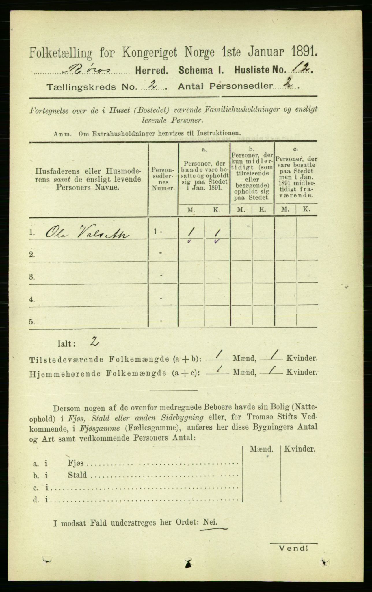 RA, 1891 census for 1640 Røros, 1891, p. 238