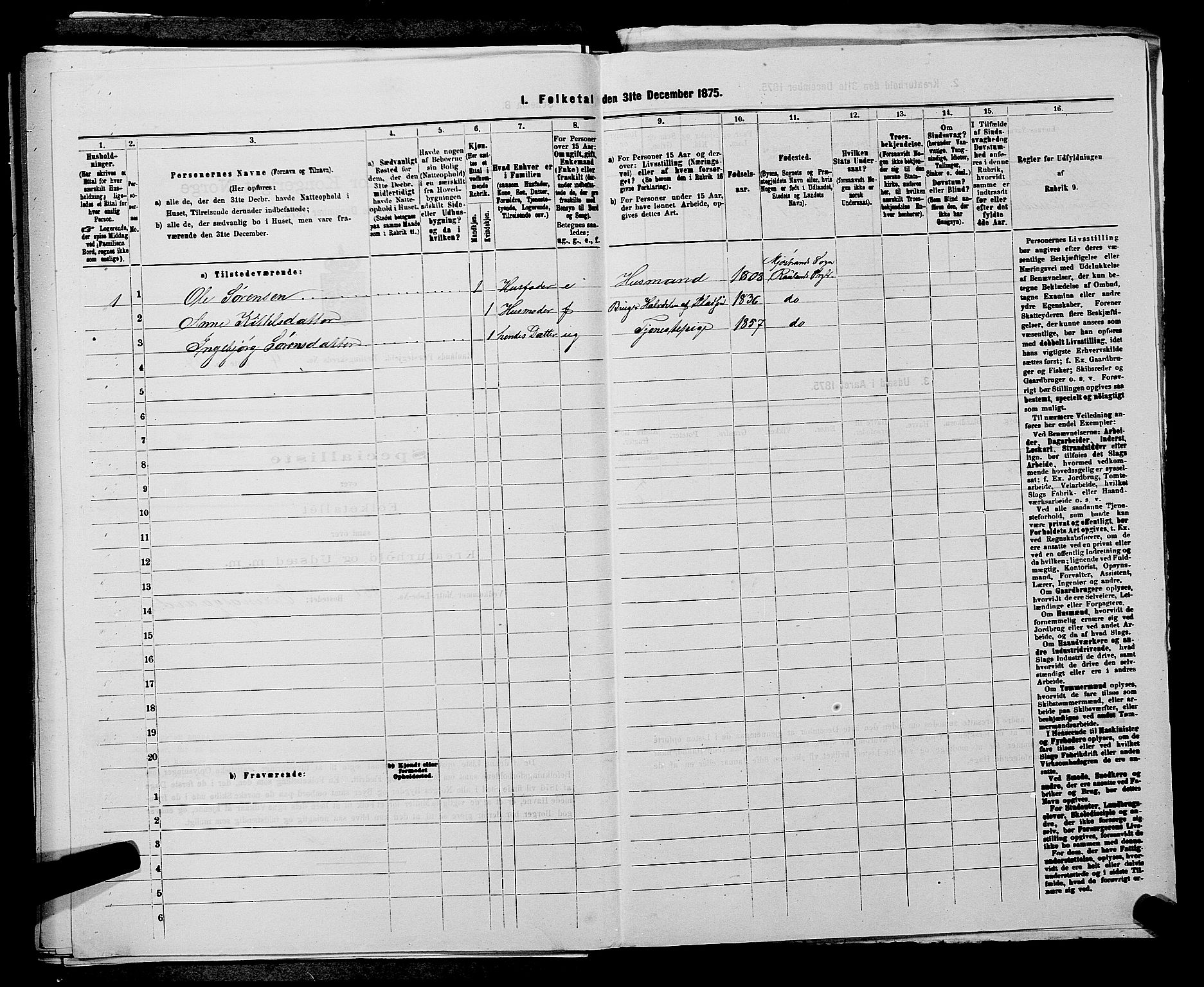 SAKO, 1875 census for 0835P Rauland, 1875, p. 274