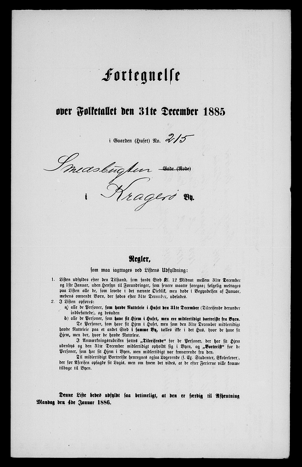 SAKO, 1885 census for 0801 Kragerø, 1885, p. 268